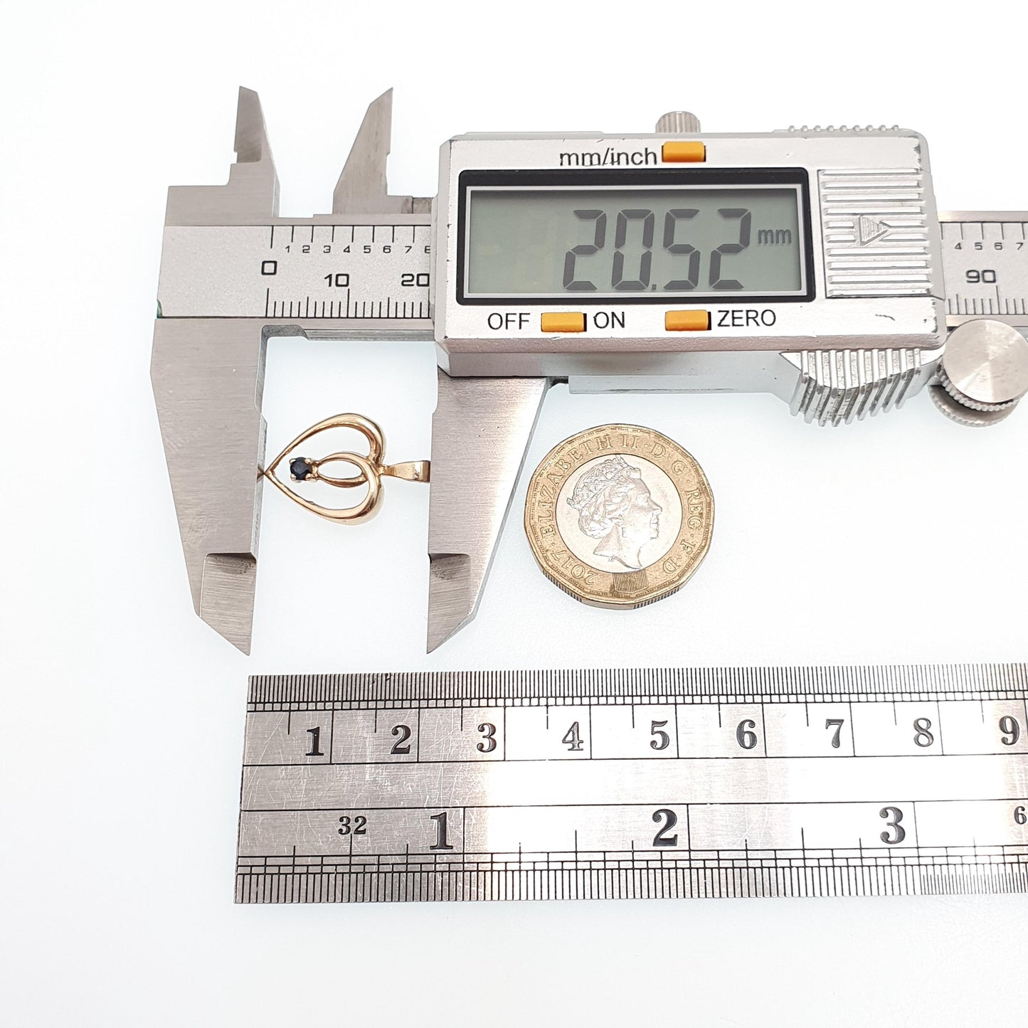 Vintage 9ct Gold Sapphire Heart Pendant Solid 375 9k 9kt Real Gemstone Necklace Cute Gift for Her Womens Jewelry Jewellery