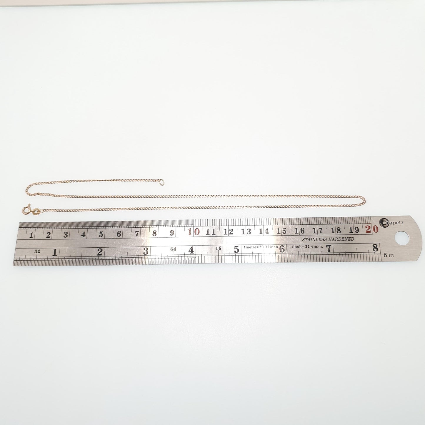 Vintage 9k 9ct Rose Gold Chain Necklace Curb Link Long 48cm 18.9" 2.77g Links Solid 9 Carat Rose Red Mens Womens Jewelry Jewellery