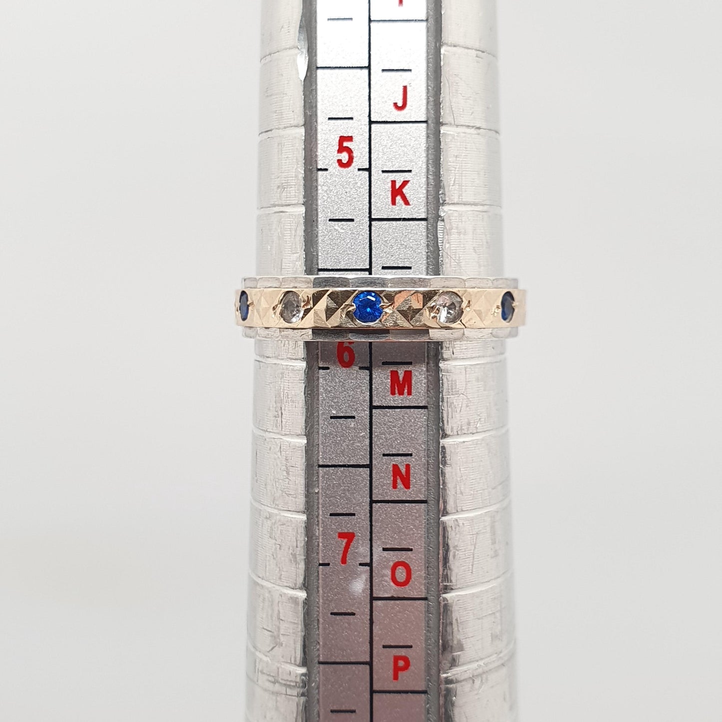 Antique Eternity Ring 9ct Gold Sapphire Spinel Solid 9k 375 & Silver 1920s Fine Rare Full Estate Blue Gemstone Womens