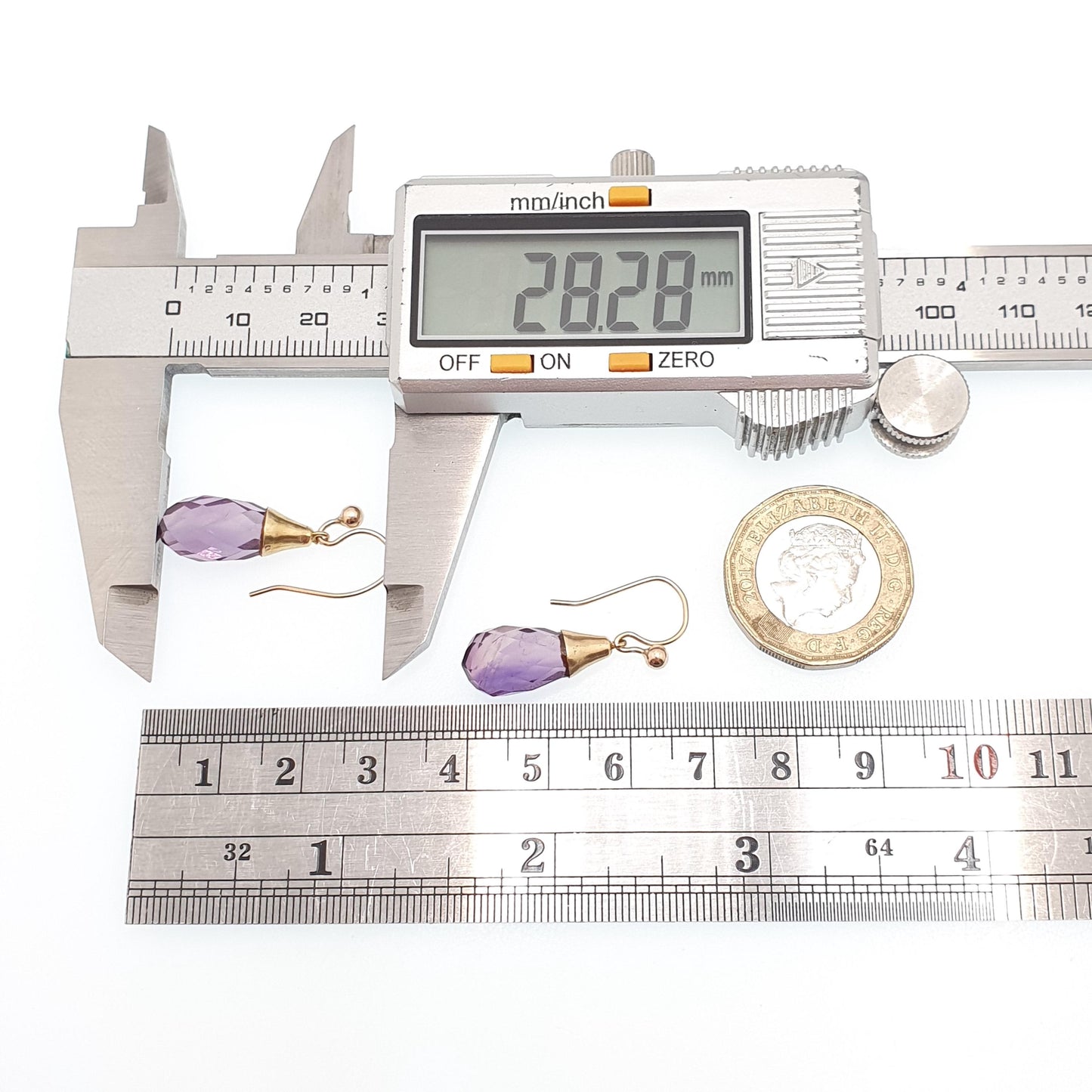 Antique 14k 14kt Gold Amethyst Hook Earrings Art Deco Natural Gemstone Faceted Pear Vintage 9ct Gold Hooks Jewelry