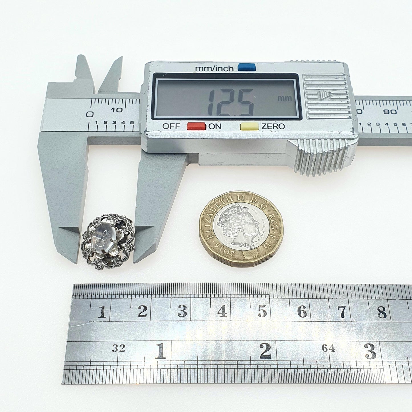 Antique Silver Plate Moonstone Clip On Earrings Czech Adularescence Gemstone Vintage Womens Jewellery Jewelry