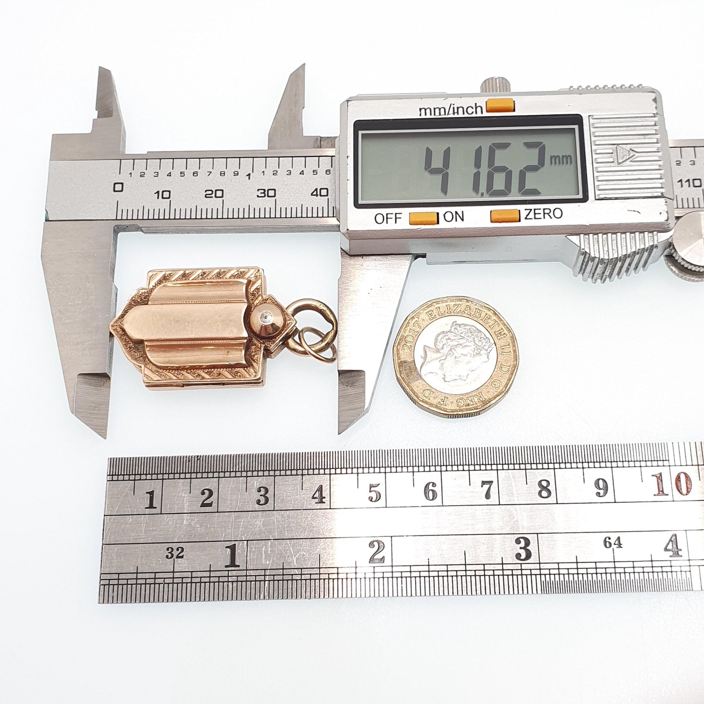 Antique Victorian 9ct Rose Gold Locket Shield Shape Large Pointed Pendant Solid 375 9k Front Back Vintage Jewelry Jewellery