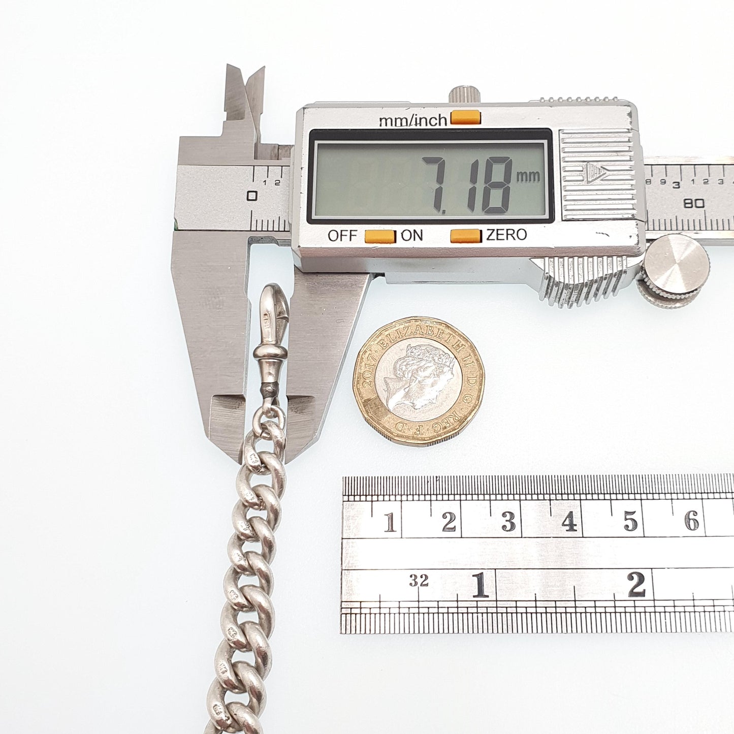 Antique Victorian Sterling Silver Albert Chain Bracelet Heavy Large Big 1891 Hallmark Curb Link Graduating Dog Clip 55.88g 22cm 8.6" Womens