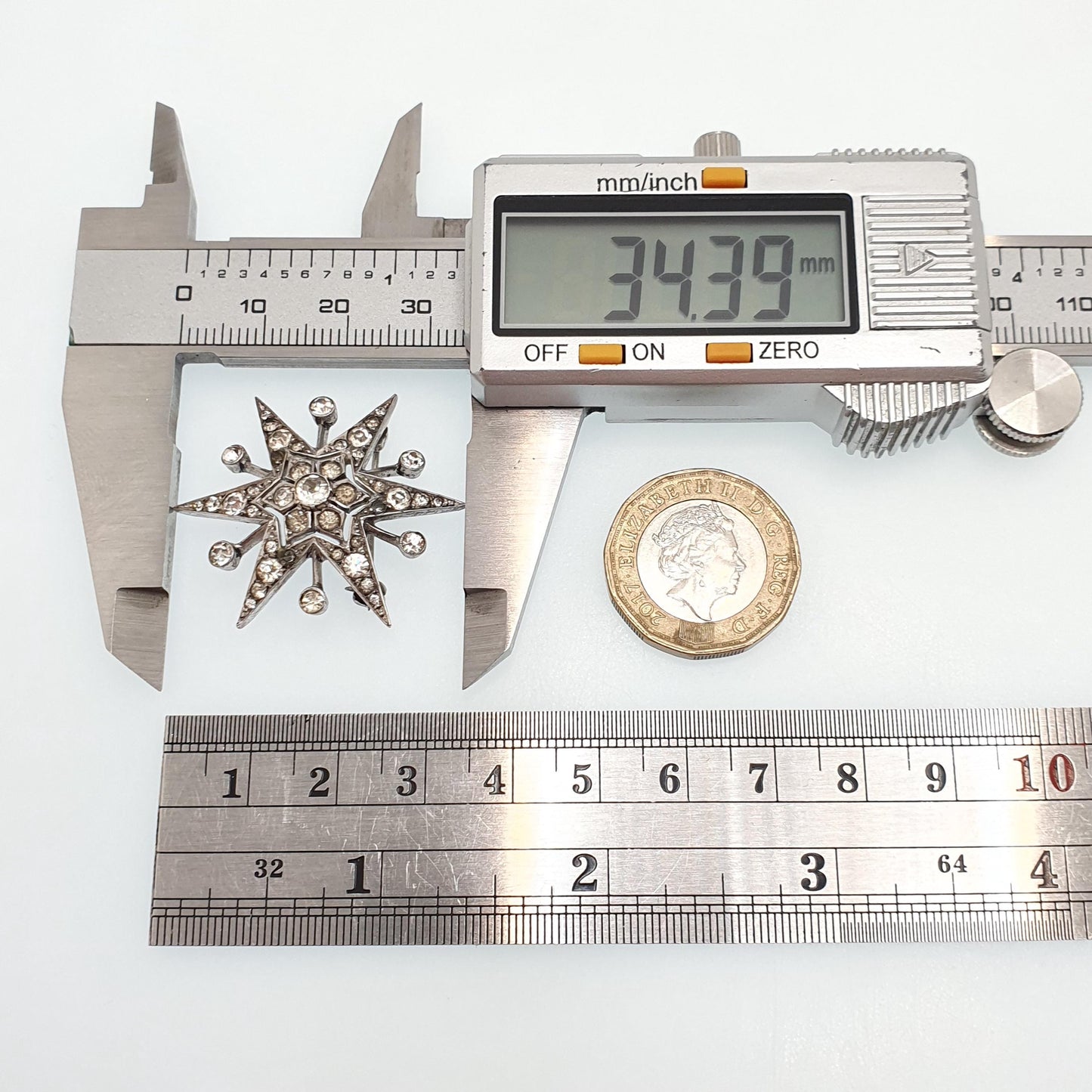 Antique Solid Silver Diamond Paste Star Brooch Art Deco Sparkly Pin Celestial Starry Night Fine Jewelry Jewellery Vintage