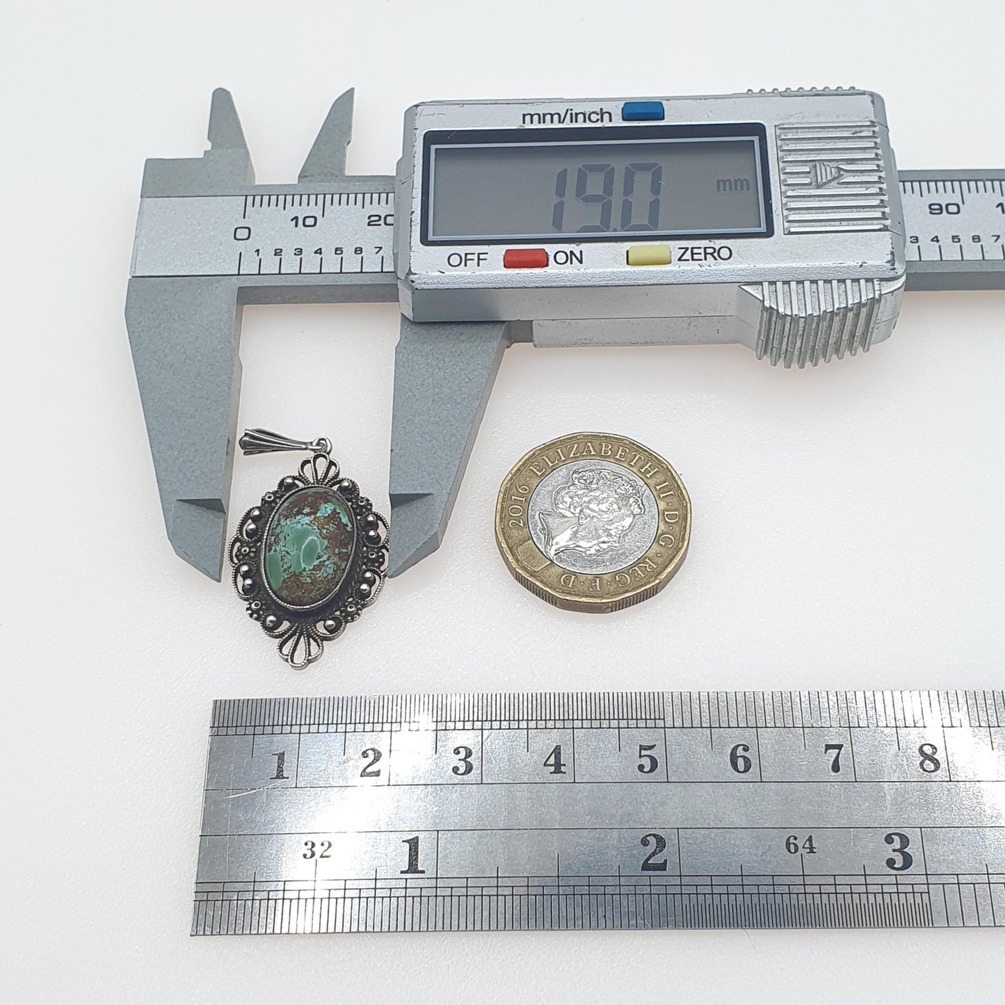 Antique Sterling Silver Turquoise Pendant Filigree Handmade Natural Gemstone Necklace Womens Jewelry Jewellery