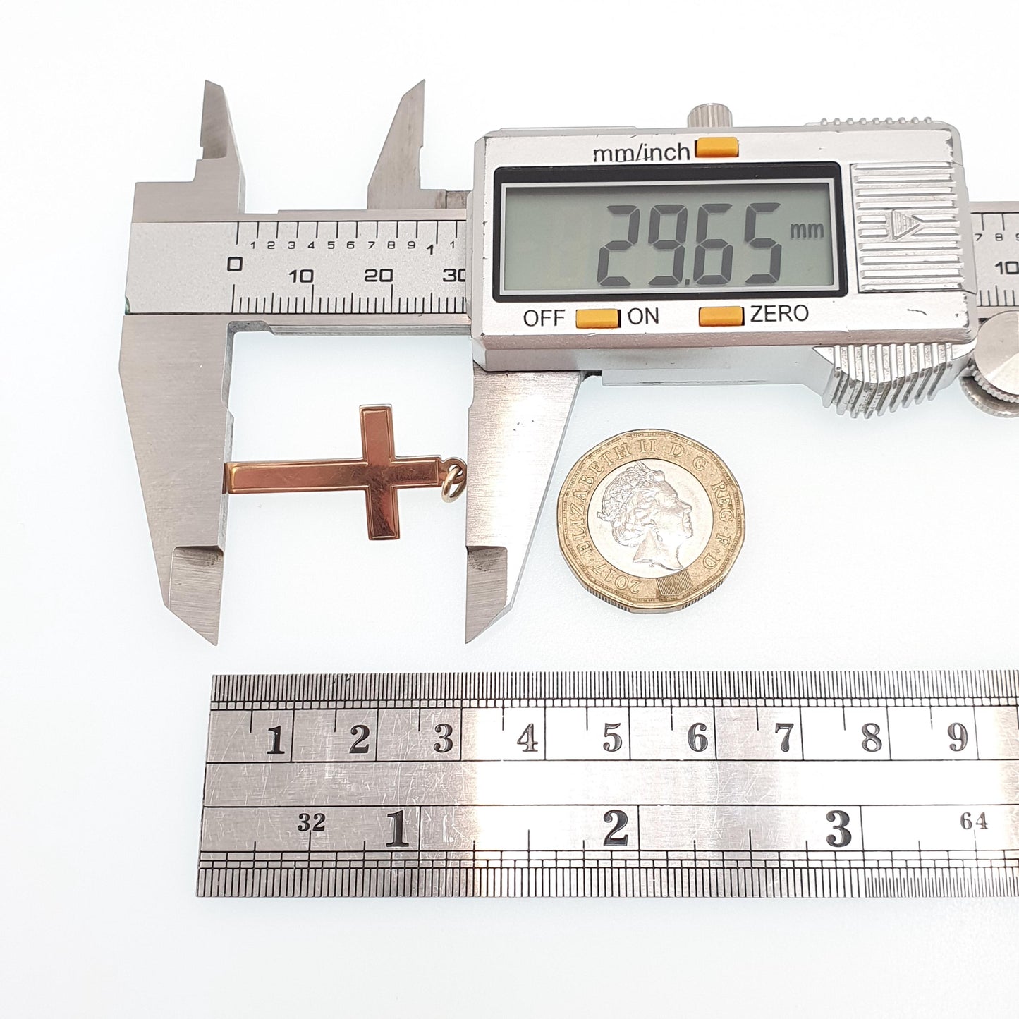 Antique 9ct 9k Rose Gold Crucifix Necklace Cross Pendant Plain Smooth Cruciform Solid 375 Vintage Womens Mens Jewellery Jewelry