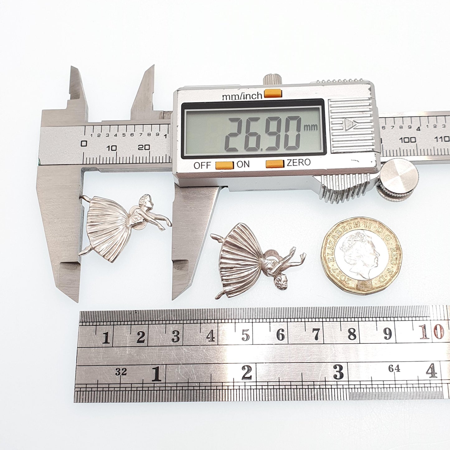 Old Vintage Sterling Silver Ballerina Earrings Dancer Clip On 1948 Hallmark Ballet Dancing Jewelry Jewellery