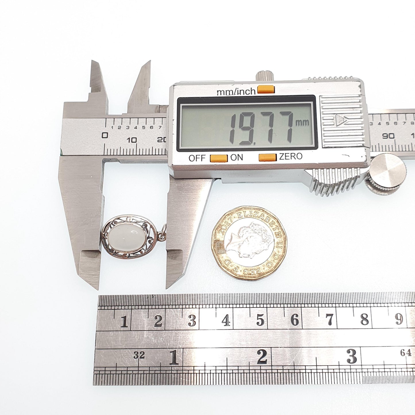 Antique Moonstone Solid Silver Necklace Pendant Bernard Instone Style White Cabochon Cut Gemstone Adularescence Jewelry Jewellery