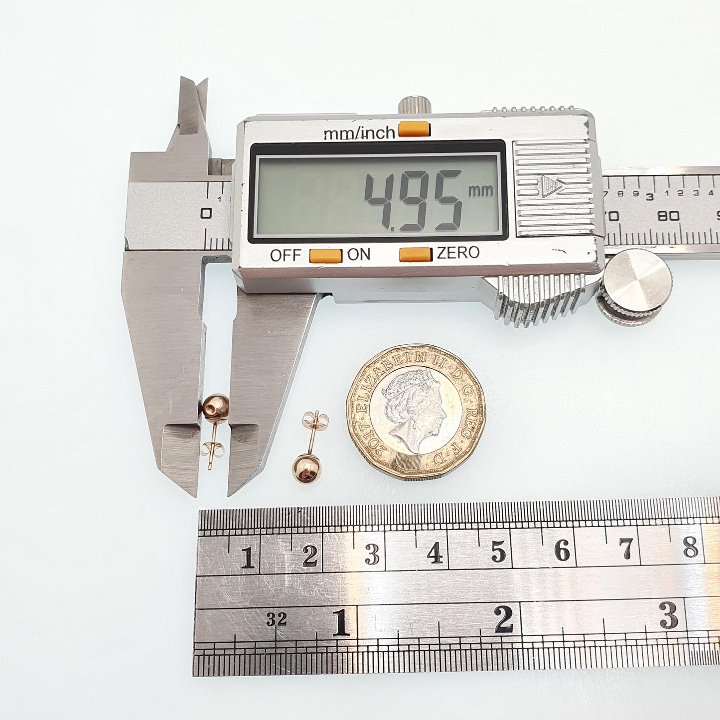 Vintage 9k 9ct Gold Ball Bead Stud Earrings Sphere Round 1980s Retro Yellow 375 Jewelry Jewellery