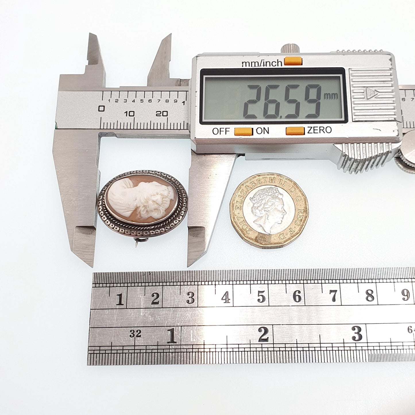 Antique Victorian Cameo Solid Silver Brooch Shell Hand Engraved Vintage 1800s Womens Jewelry Jewellery