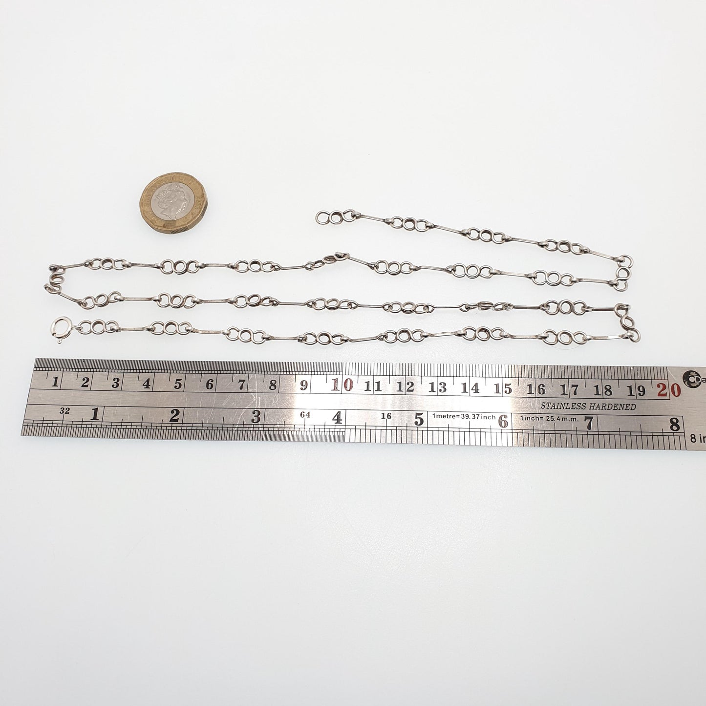 Antique Solid Silver Chain Necklace Arts and Crafts Victorian Round Rolo Link 68cm 26.7" 14.67g Long Womens Jewellery Jewelry