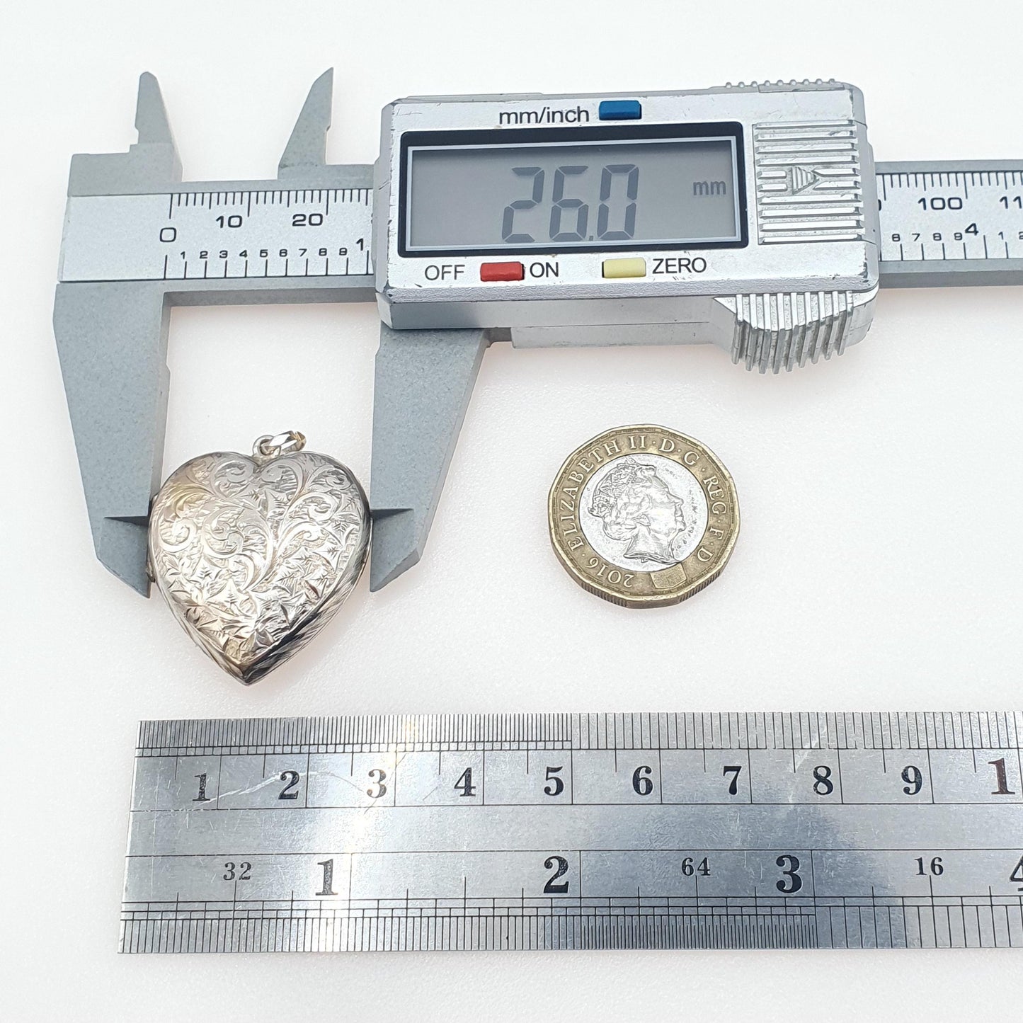Antique Victorian Silver Plate Heart Locket Engraved with Initials Love Romantic 1800s Gift Picture Photo Vintage Jewellery