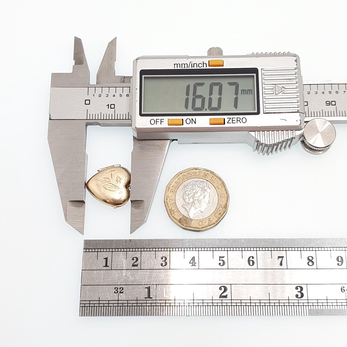 Vintage Solid 9k 375 Gold Heart Locket All 9ct Necklace Engraved Photo Picture Pendant Jewelry Jewellery