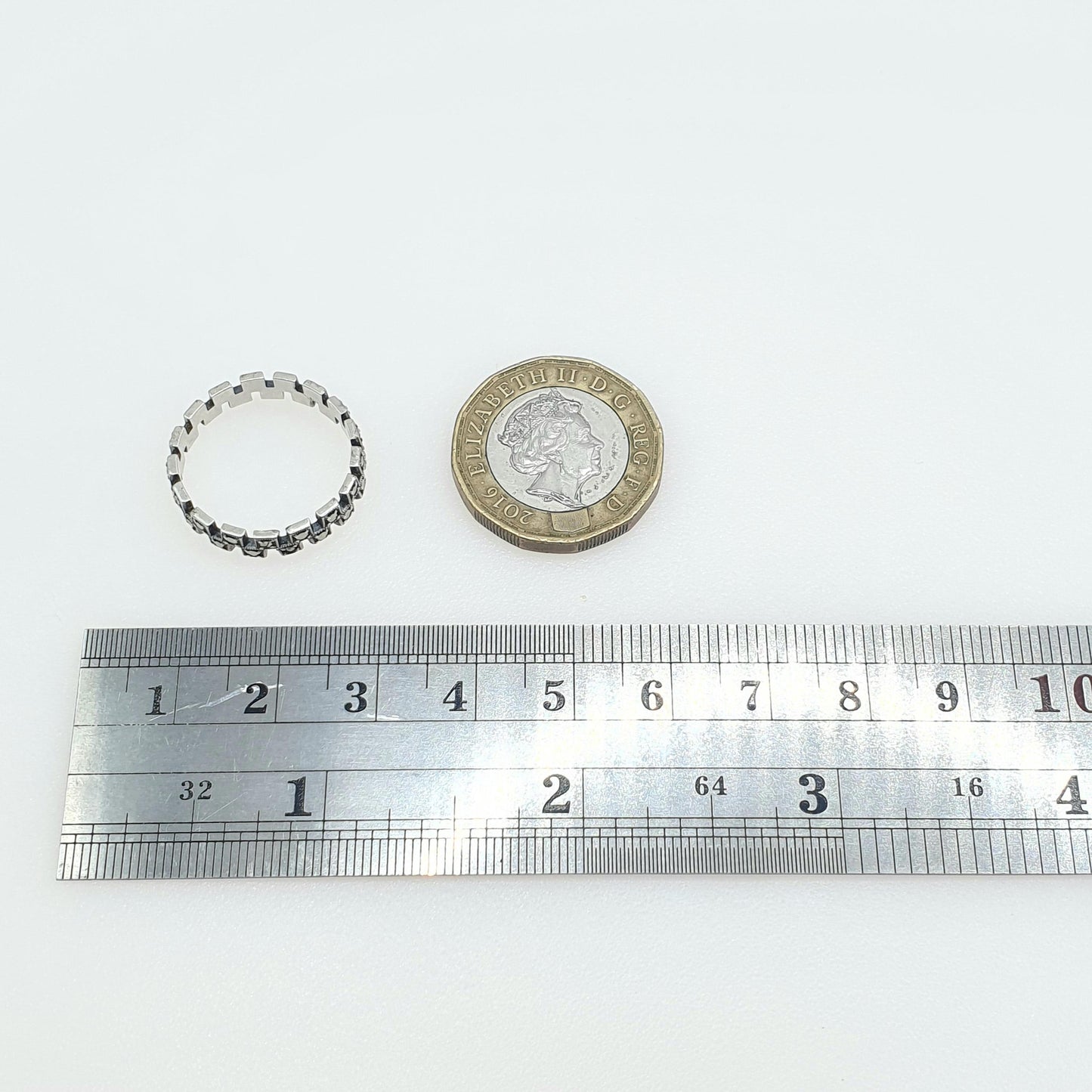 Antique Art Deco Solid Silver Marcasite Eternity Ring Stepped Flapper 1920s Unisex Womens Jewelry Jewellery