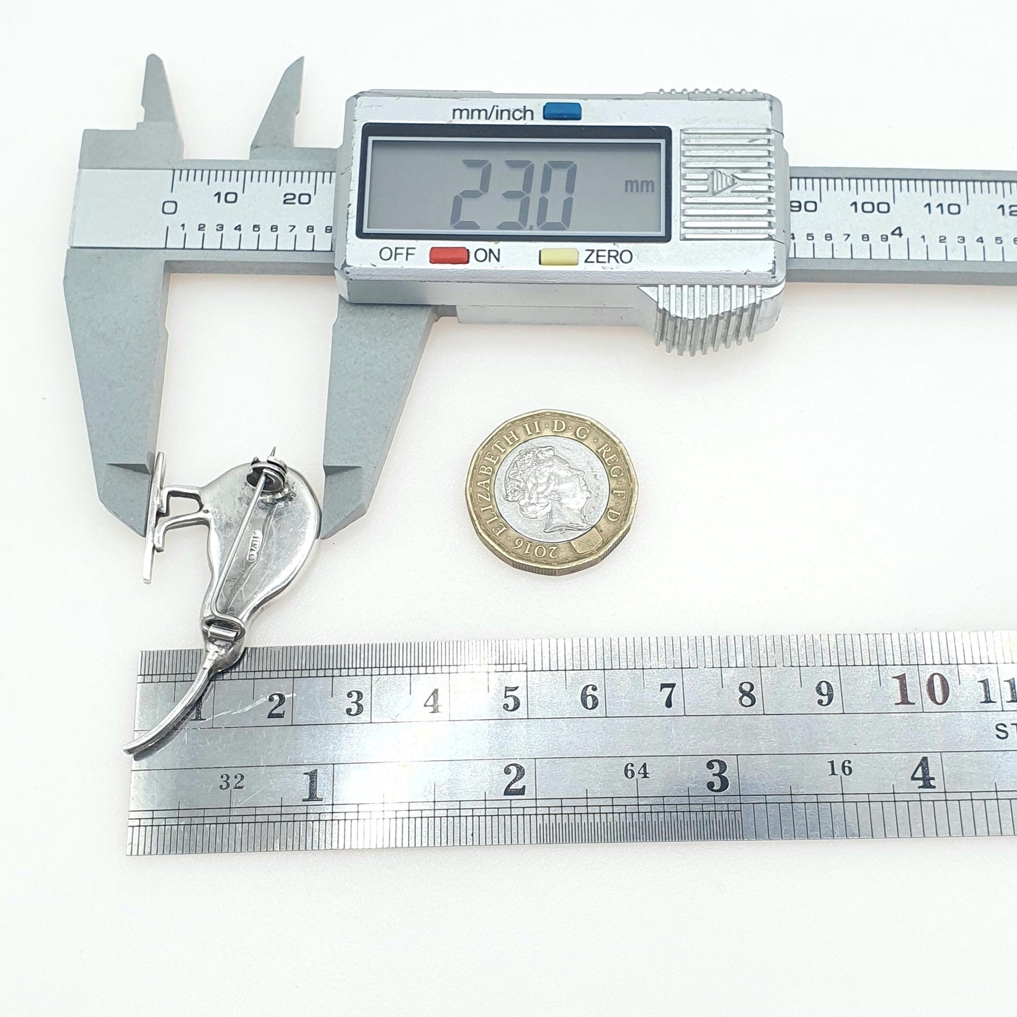 Old Vintage Sterling Silver Kiwi Bird Brooch Abalone Shell NZ New Zealand National Birds Unisex Jewelry Jewellery Bird Animal