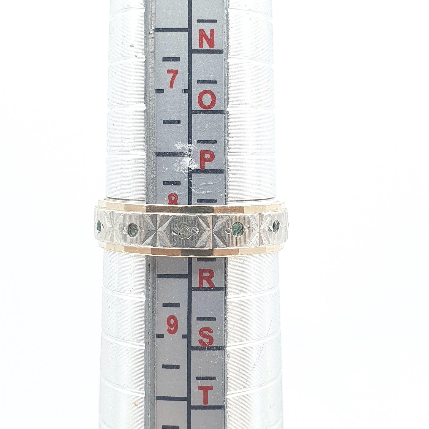 Antique Art Deco 9ct Gold & Silver Eternity Ring Diamond Paste Infinity Gift Promise Ring Womens Unisex Jewelry Jewellery