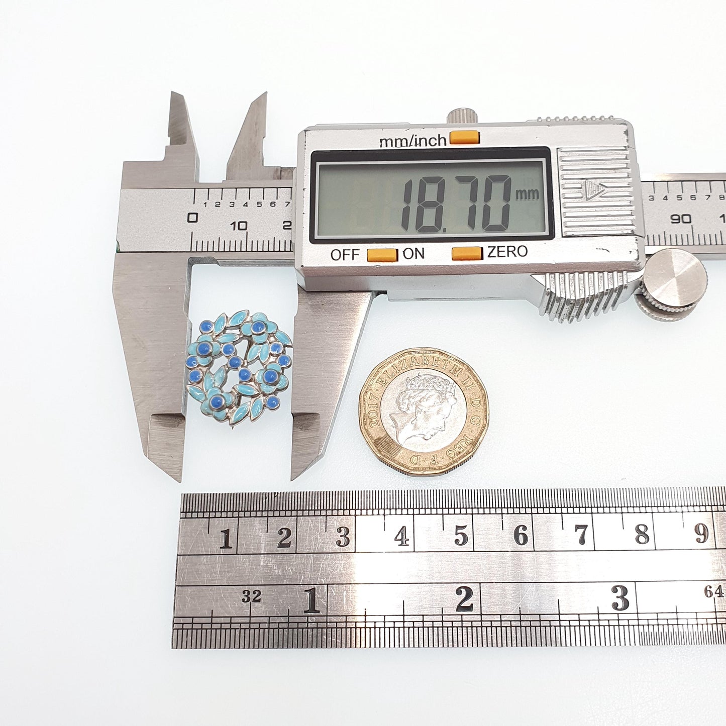 Old Vintage Bernard Instone Enamel Solid Silver Brooch Blue Flowers Forget Me Not Genuine 1930s Jewelry Jewellery