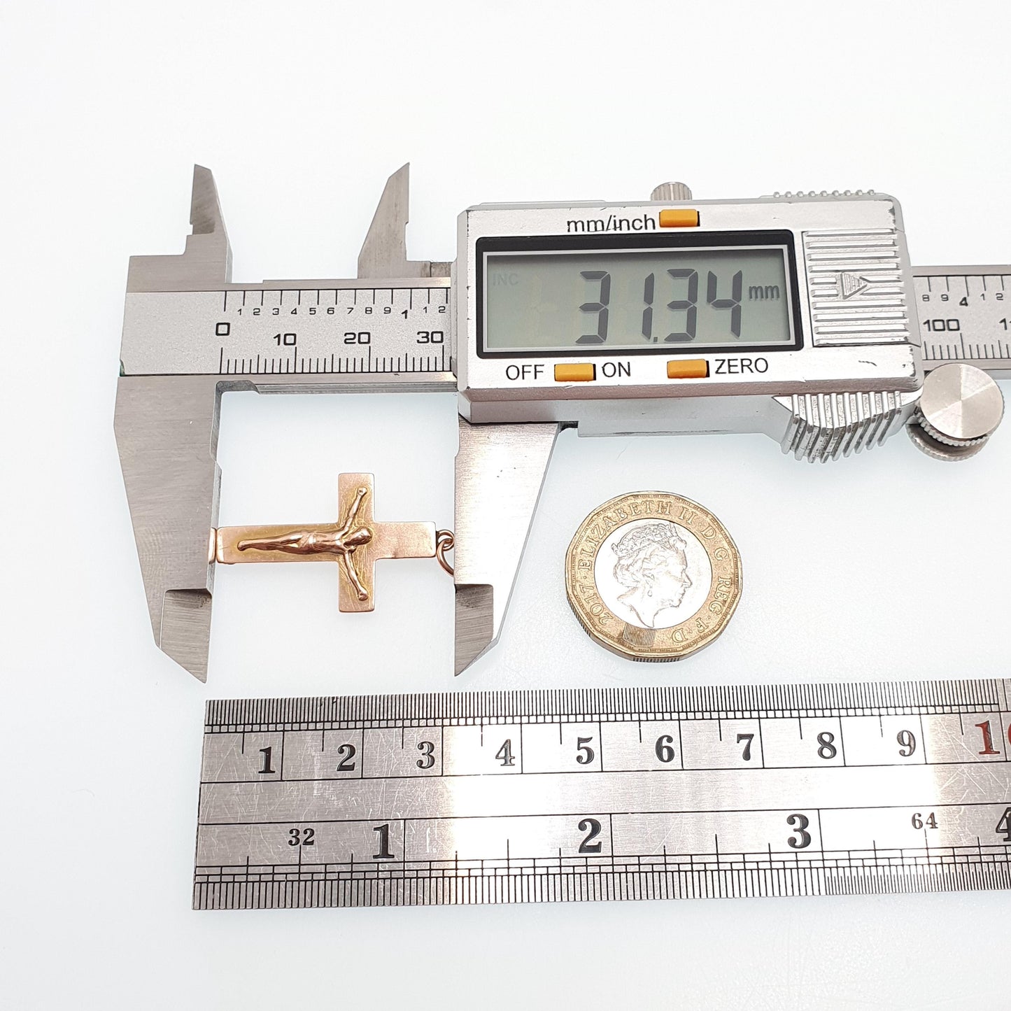 Antique 9ct 9k Rose Gold Jesus On The Cross Necklace Crucifix Pendant 1917 Hallmark Solid 9kt Vintage Womens Mens Jewellery Jewelry