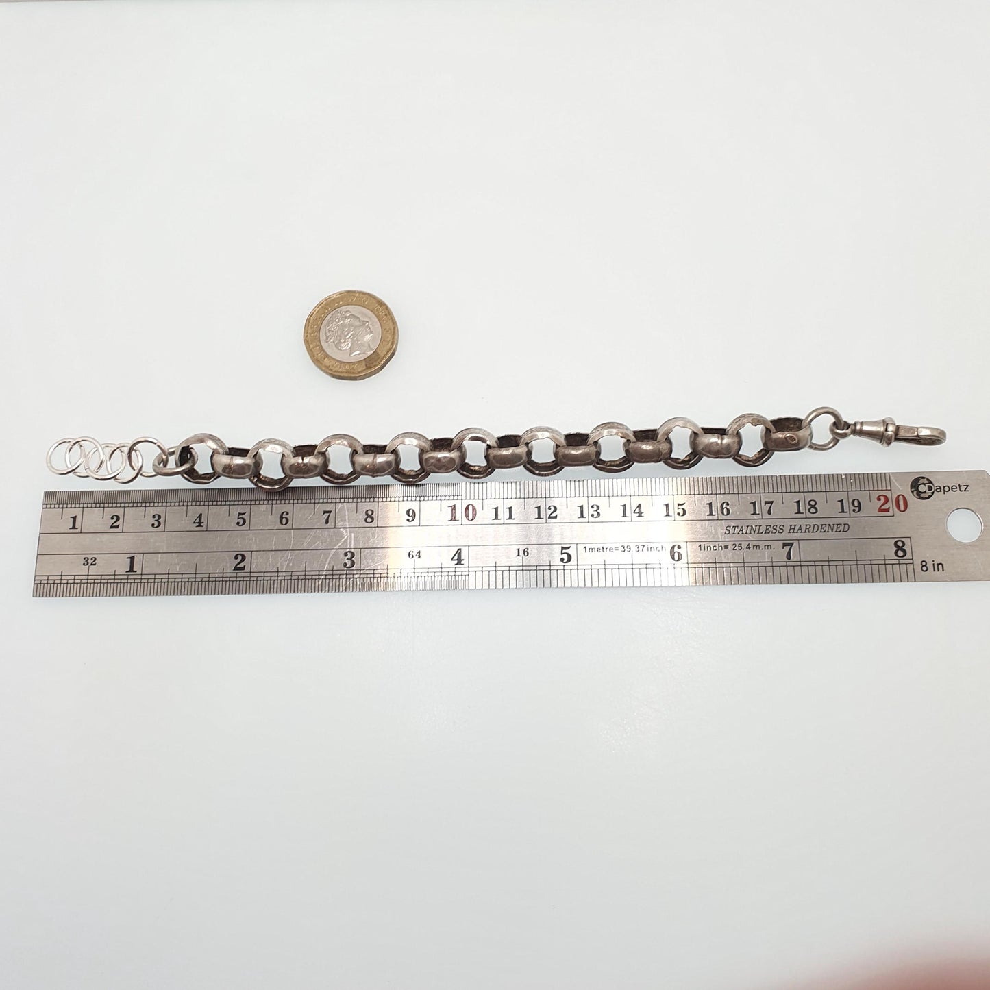 Antique Victorian Sterling Silver Belcher Link Bracelet Dog Clip Large Rolo 21.27g 21cm Round Albert Chain Vintage Jewelry Jewellery