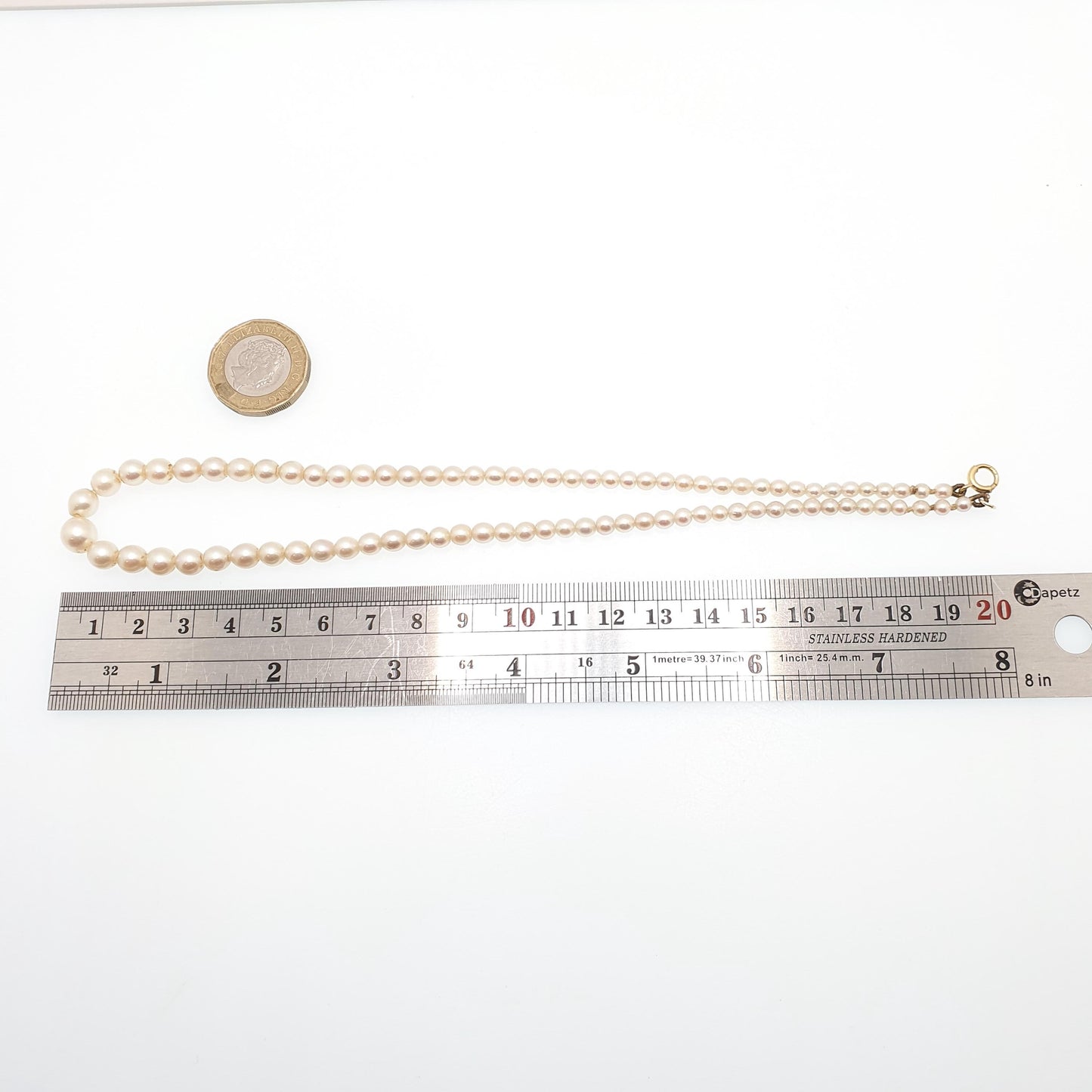 Antique 9ct 9k Cultured Pearl Necklace Gold Clasp 41cm 13.98g Vintage Solid 375 Genuine Real Pearls Jewelry Jewellery