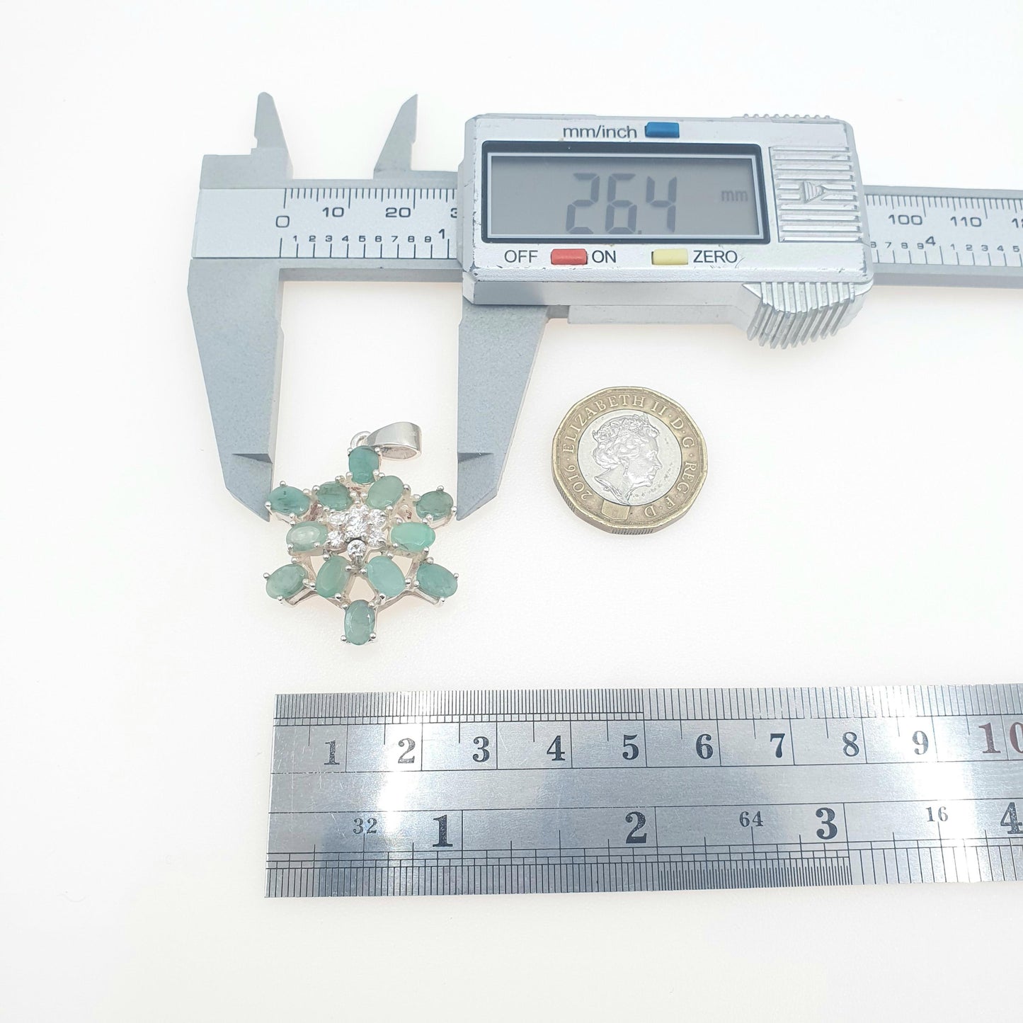 Vintage Real Emerald Sterling Silver Pendant Necklace Cluster Star Genuine Gemstone Solid 925 Womens Jewelry Jewellery