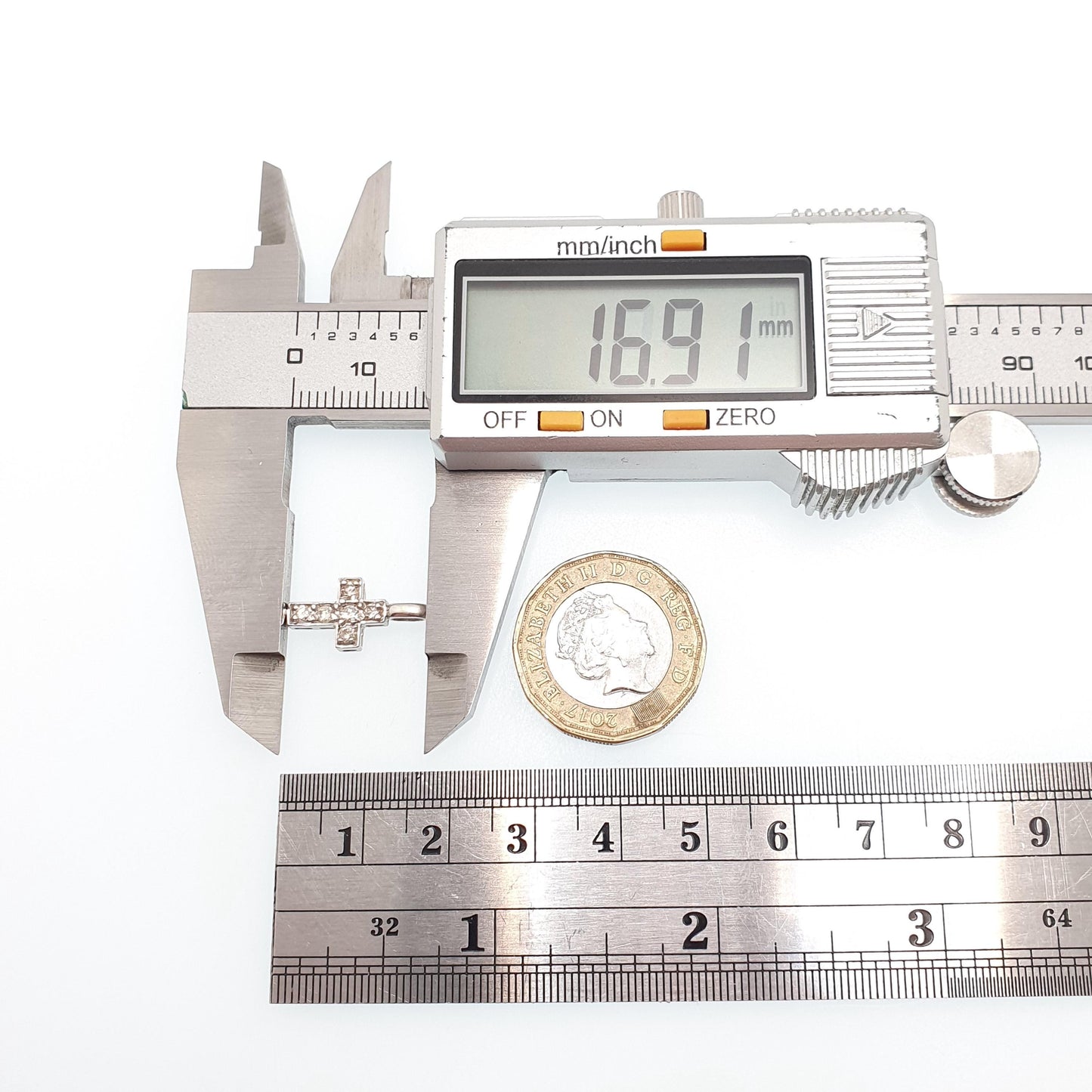 Vintage 9ct Gold Diamond Cross Crucifix Pendant Natural Diamonds Solid 9k 9kt 375 Necklace White Gold Jewelry