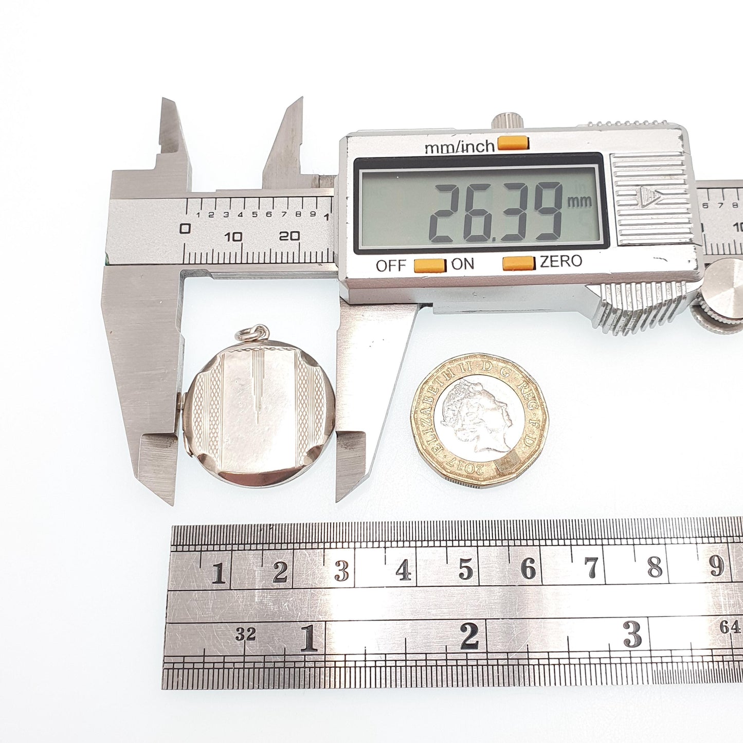 Antique Solid Silver Locket Art Deco Geometric Pattern Round Circle Necklace Pendant Rare Fine 1920s Picture Photo Jewelry Vintage Jewellery