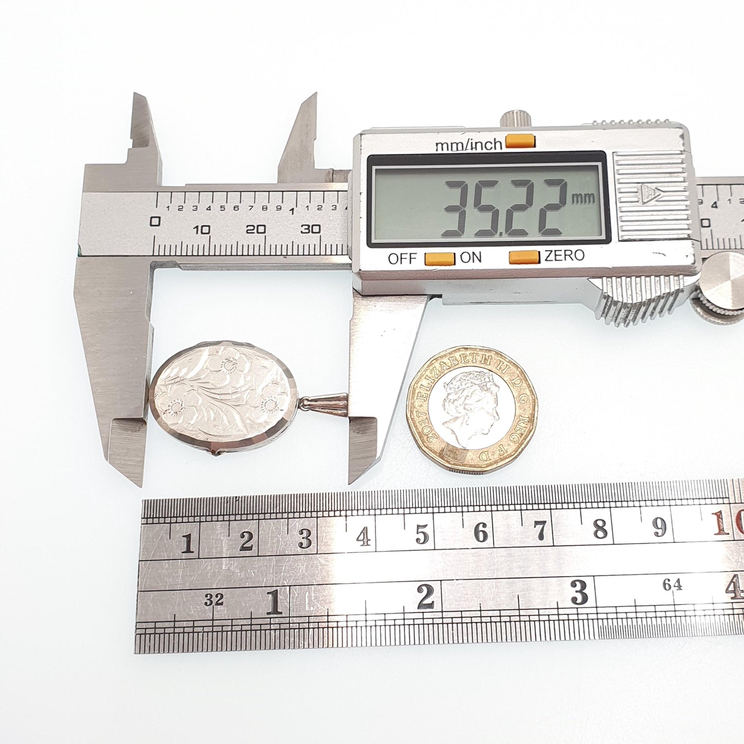 Vintage GEORG JENSEN Sterling Silver Locket Oval Flower Engraved Necklace Pendant Genuine GJ Ltd Jewelry Jewellery