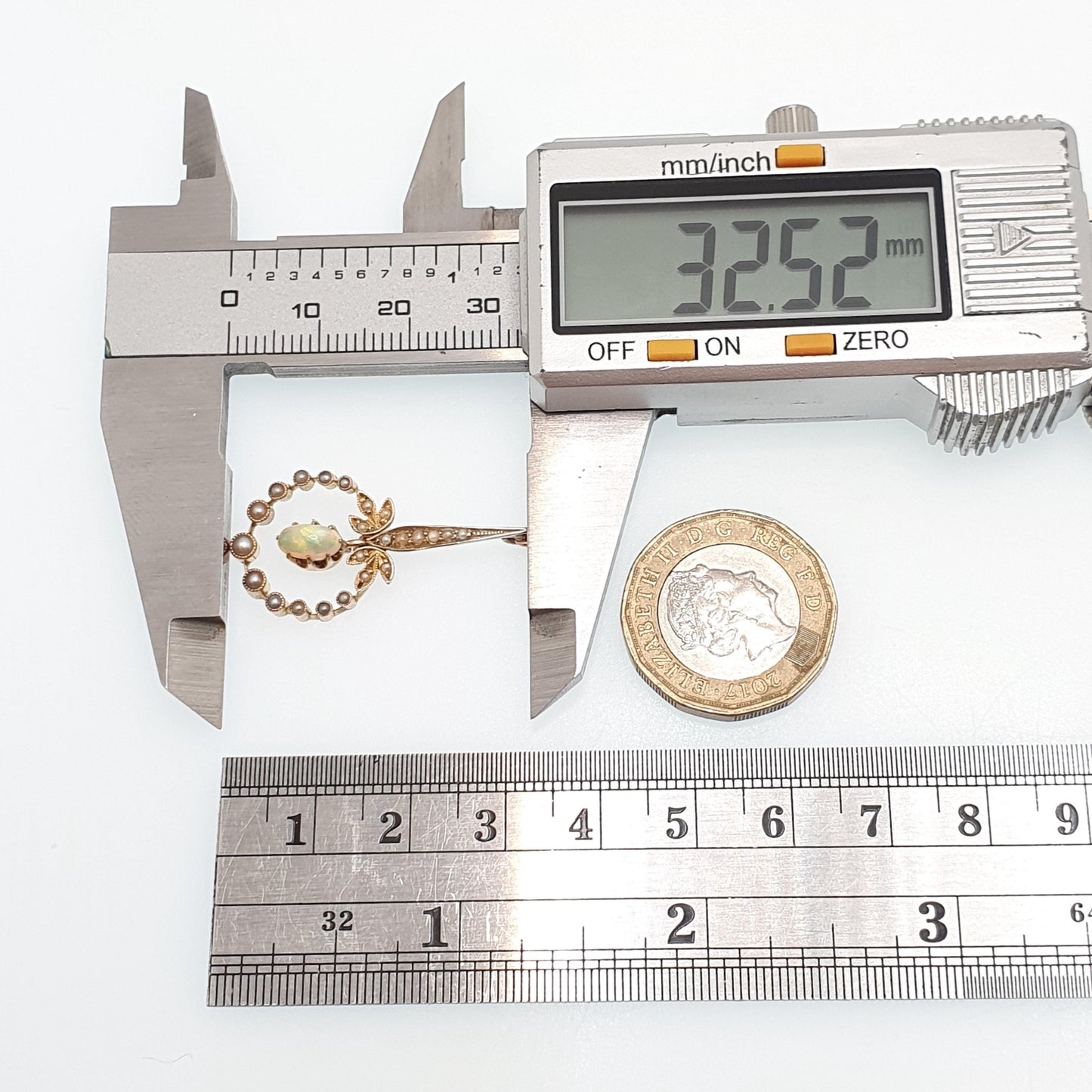 Antique 9ct Gold Opal Pendant Necklace Seed Pearl Solid 9k 9kt Natural Gemstone Womens Vintage Jewelry Jewellery