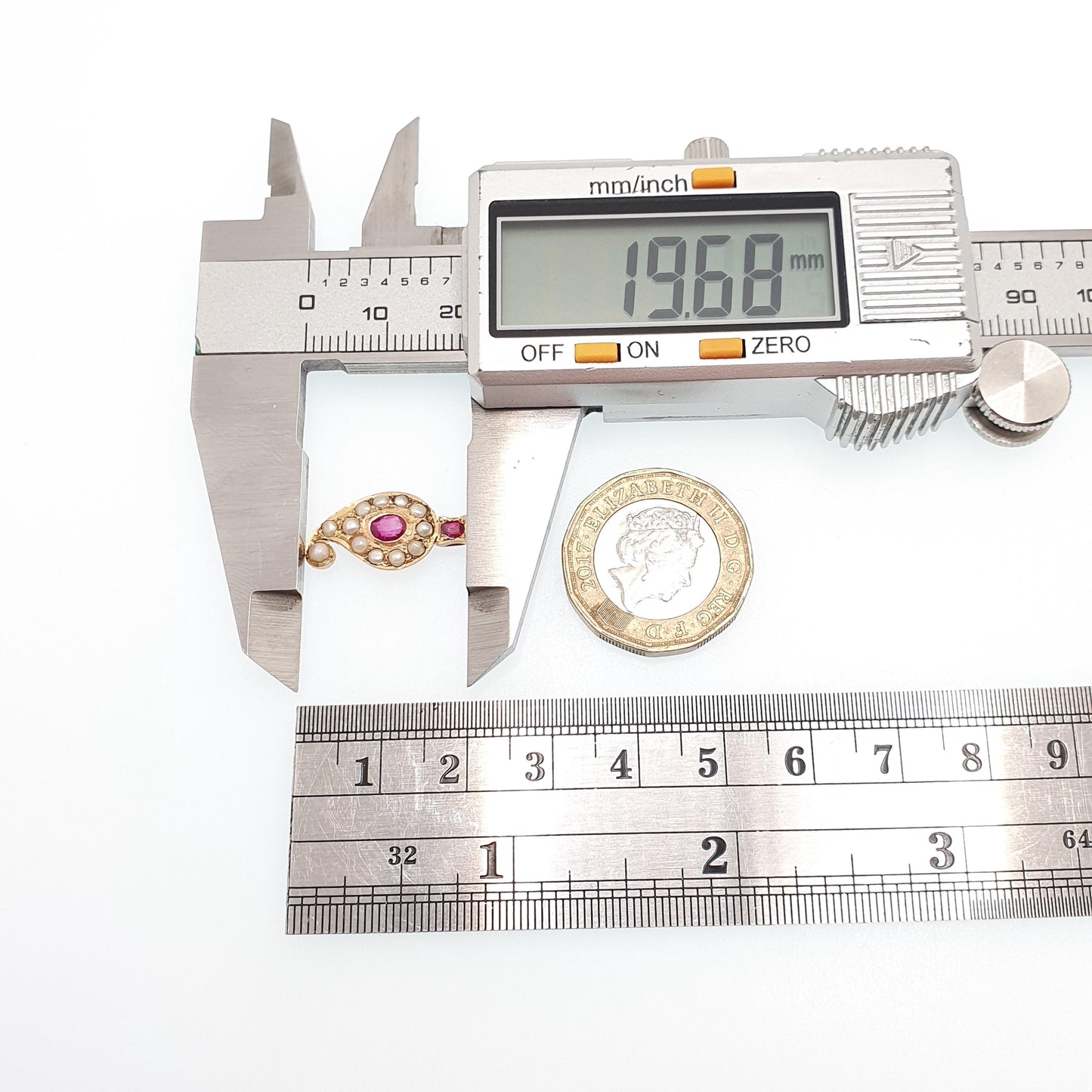 Antique Victorian 18ct 18k Gold Ruby Pearl Necklace Pendant Victorian Teardrop Solid 750 Vintage Jewelry Jewellery