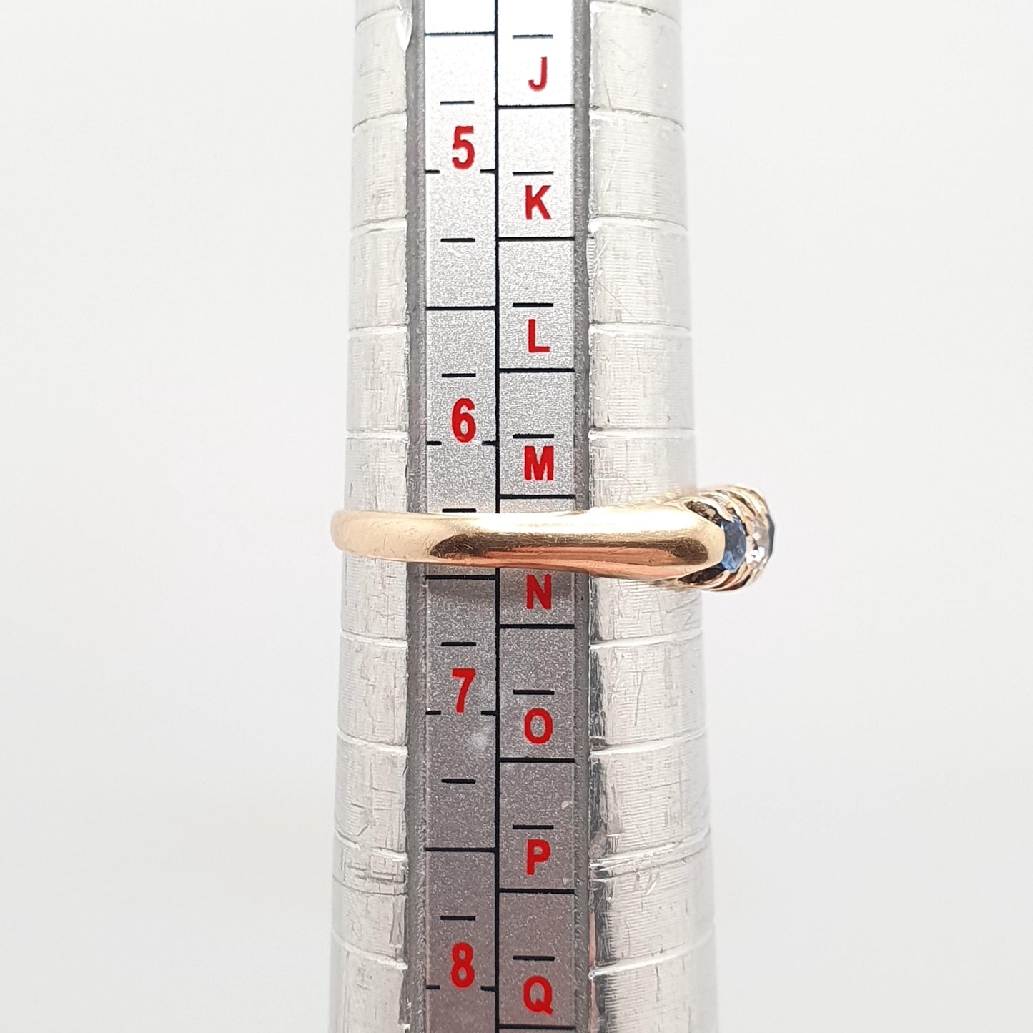 Antique 18ct Gold Sapphire & Diamond Ring Solid 18k 750 Five Gemstone Edwardian Vintage Jewelry Jewellery