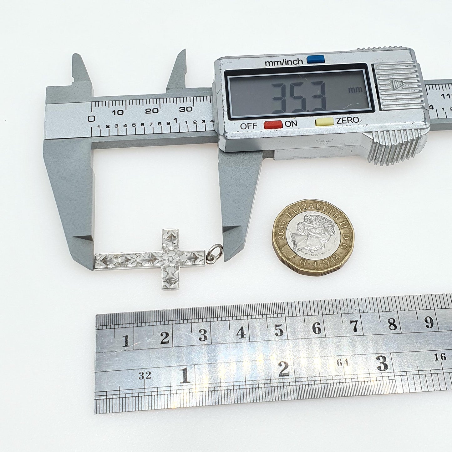 Antique Victorian Sterling Silver Crucifix Pendant Necklace Solid 925 Cruciform Christian Mens Womens Jewelry Jewellery