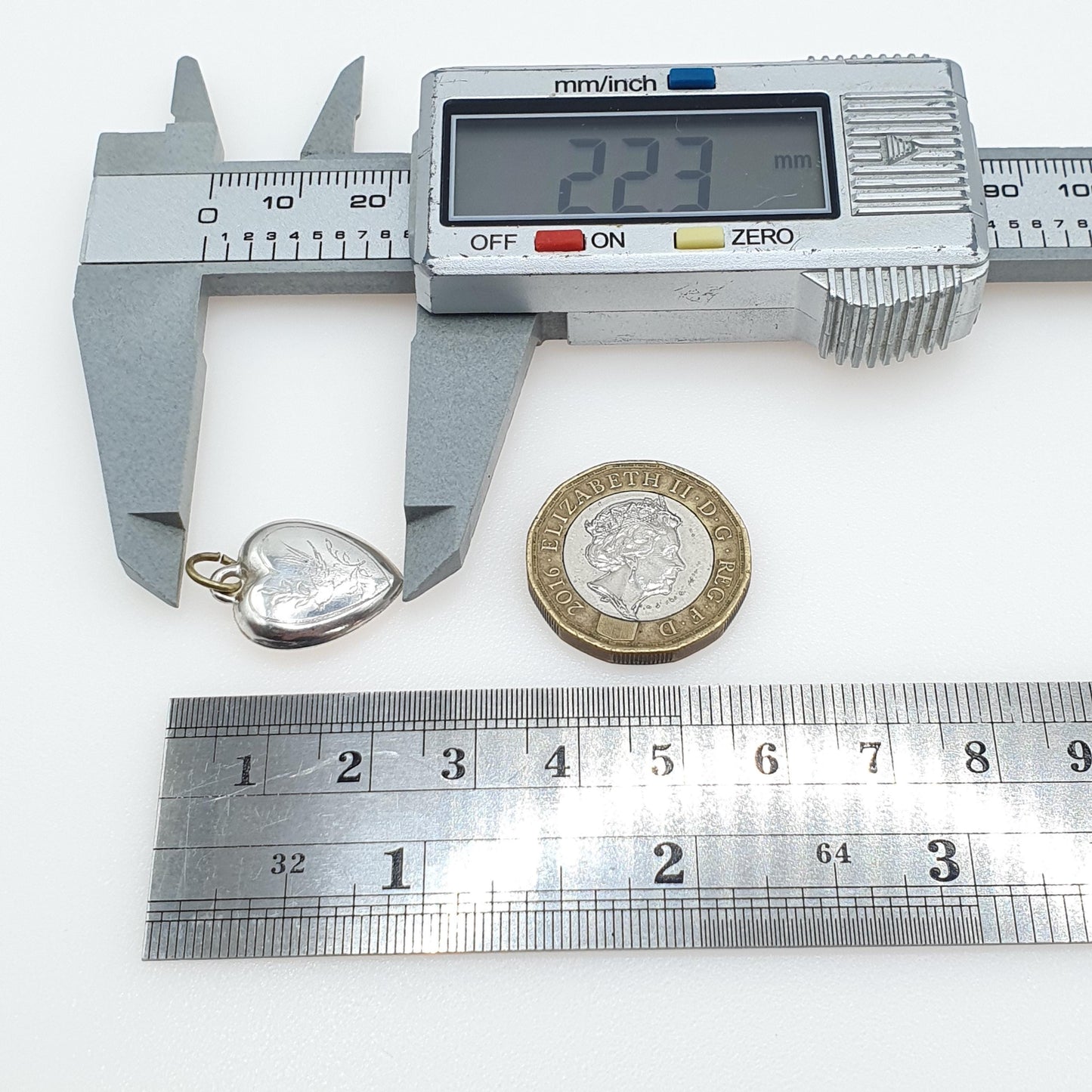 Antique Solid Silver Bird Heart Charm Pendant Small Animal Birds Unisex Vintage Womens Necklace Jewellery Jewelry