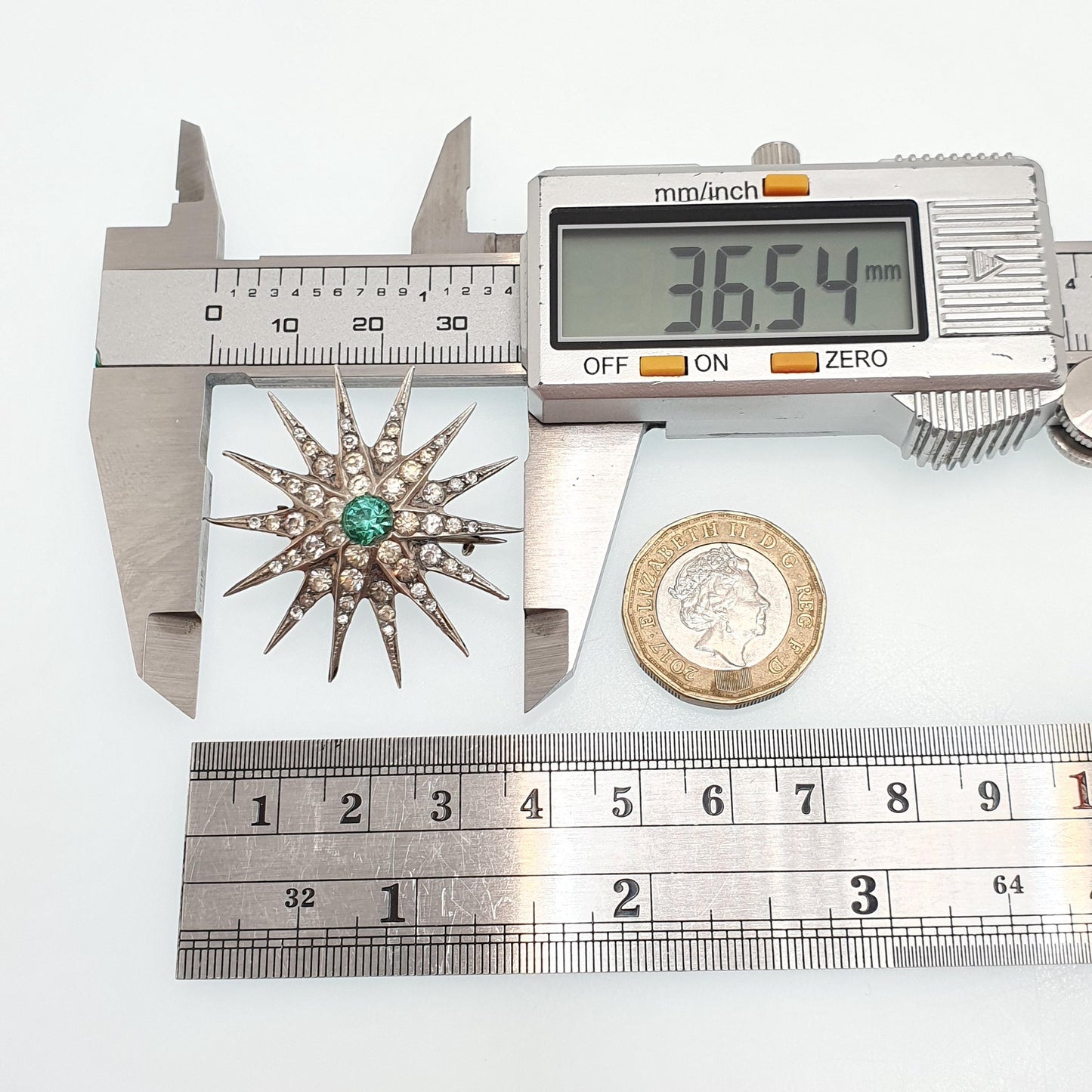 Antique Solid Silver Diamond Paste Star Brooch Victorian Large Big Sparkly Pin Celestial Jewelry Jewellery Vintage