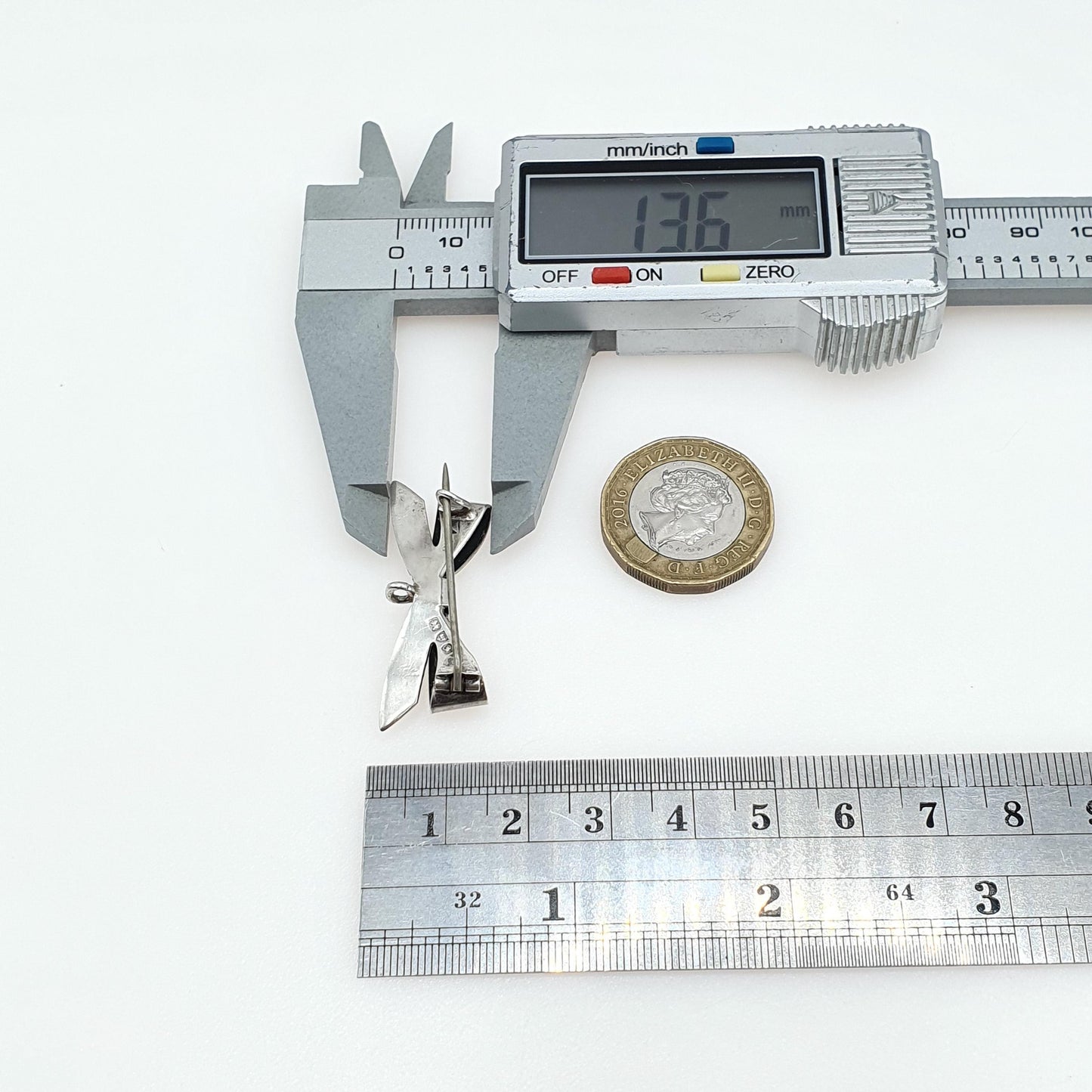 Antique Sterling Silver Bow Brooch Hand Engraved Ribbon Nurse Fob Cute Gift Womens Mens Jewellery Jewelry