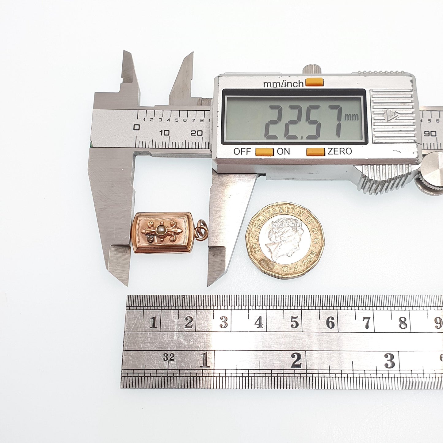 Antique Rolled Rose Gold Locket French Faux Seed Pearl Gold Filled Rectangular Necklace Pendant Victorian Pink Red Vintage Jewellery Jewelry