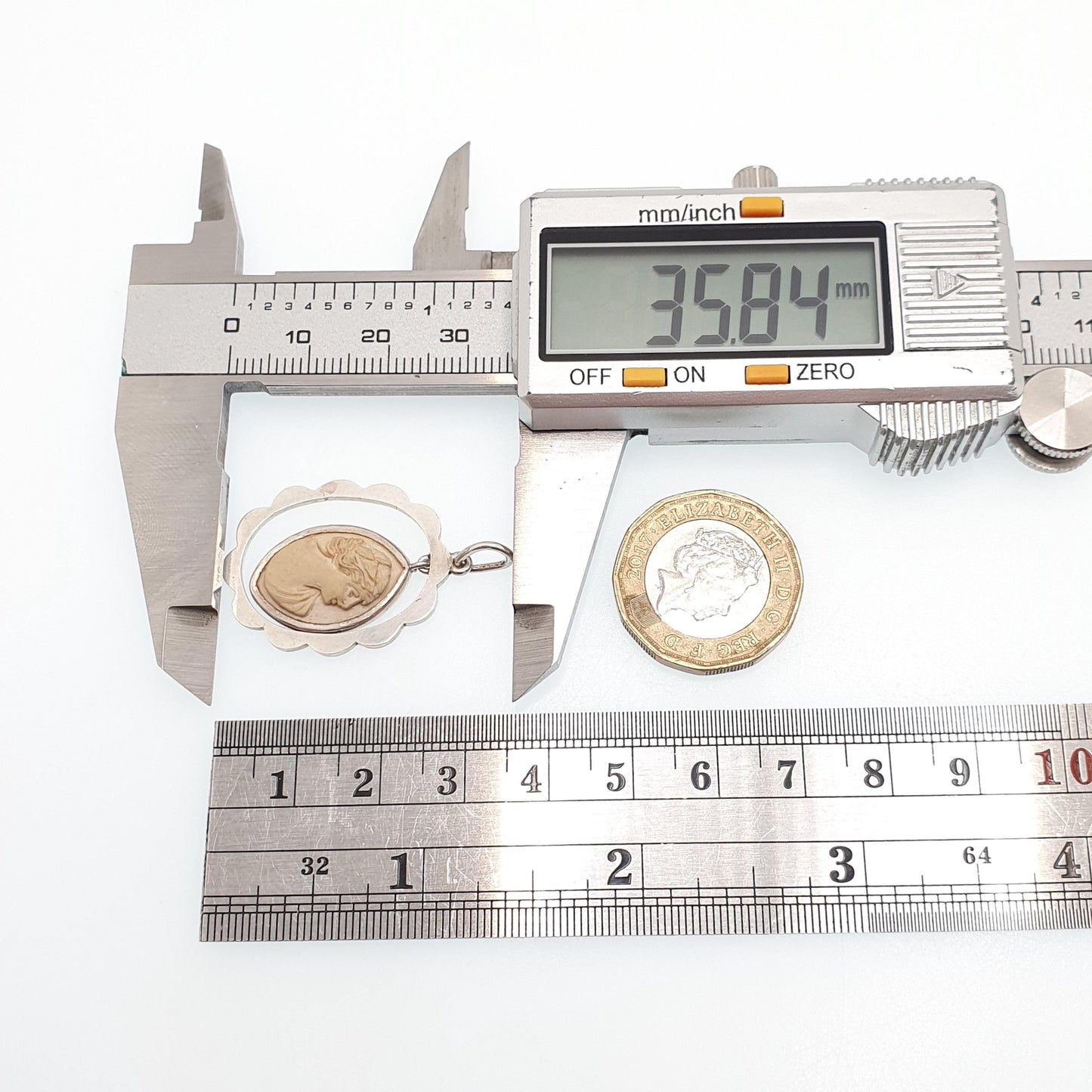 Antique Solid Silver Lava Cameo Pendant Necklace Victorian Genuine Hand Carved High Hanging Vintage Womens Jewelry Jewellery