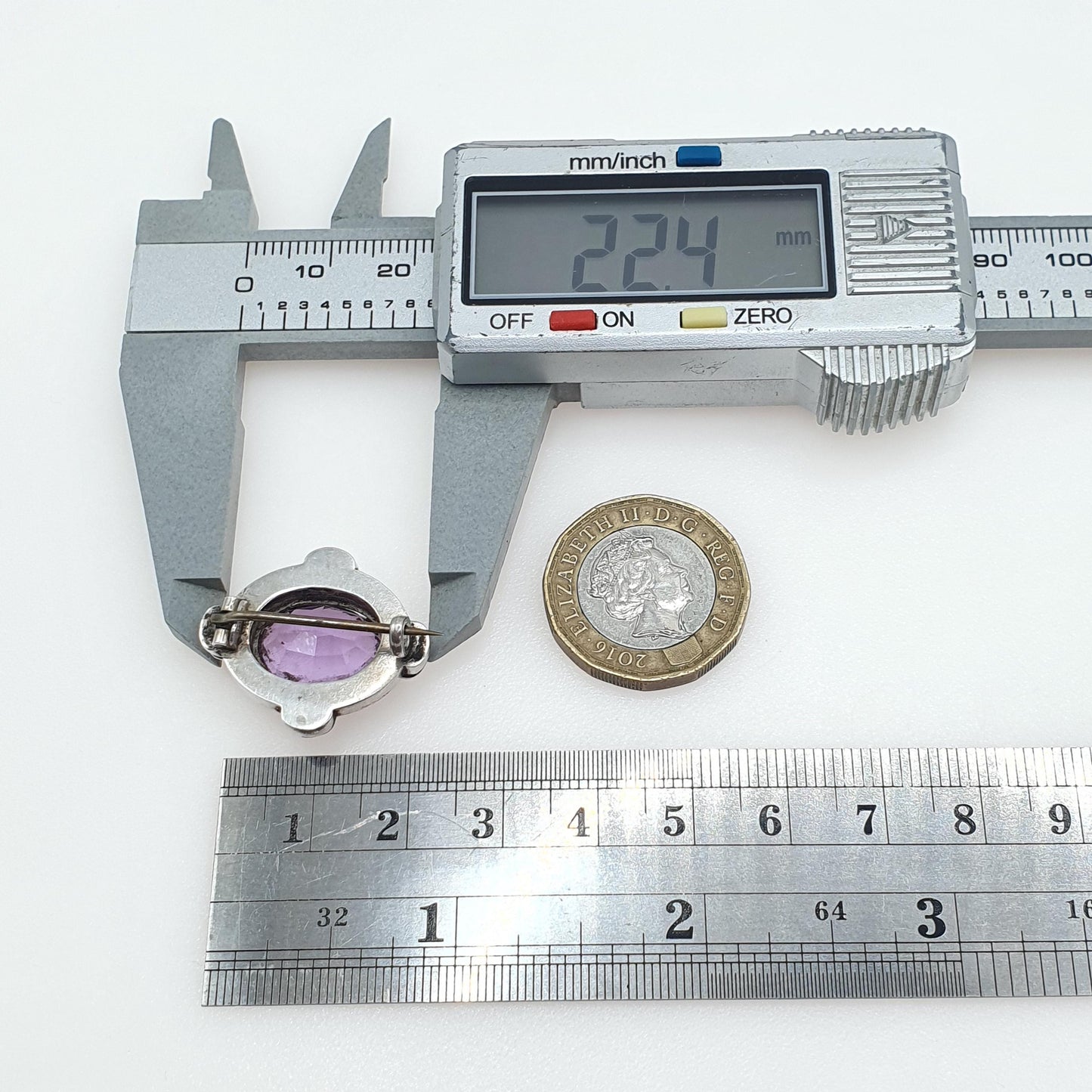 Antique Victorian Solid Silver Natural Amethyst Brooch Oval Cut Etruscan Revivial Vintage Womens Mens Jewelry Jewellery