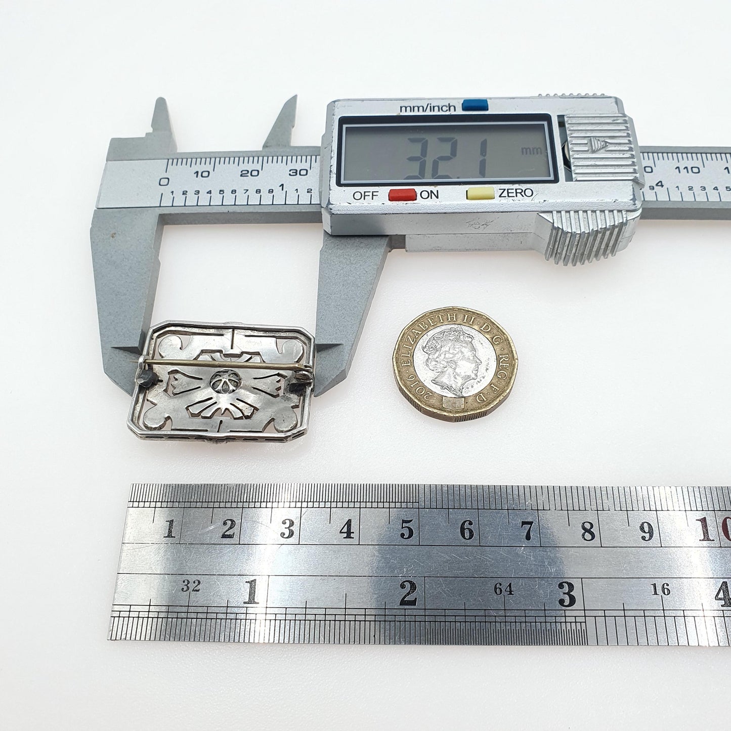 Antique Art Deco Solid Silver Garnet Marcasite Brooch 1920s Large Rectangular Geometric Red Gemstone Womens Jewelry Jewellery