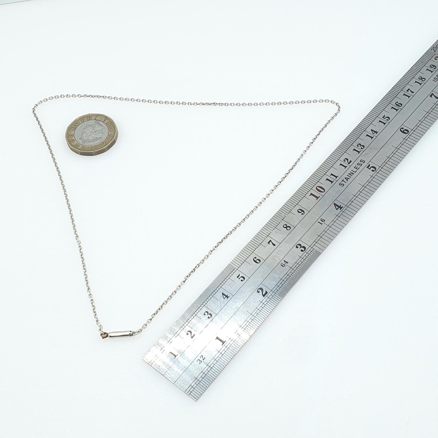 Antique Solid Silver Cable Link Chain Necklace Barrel Clasp Oval Trace Links Womens Vintage Retro Jewelry Jewellery Unisex 42cm 3.26g
