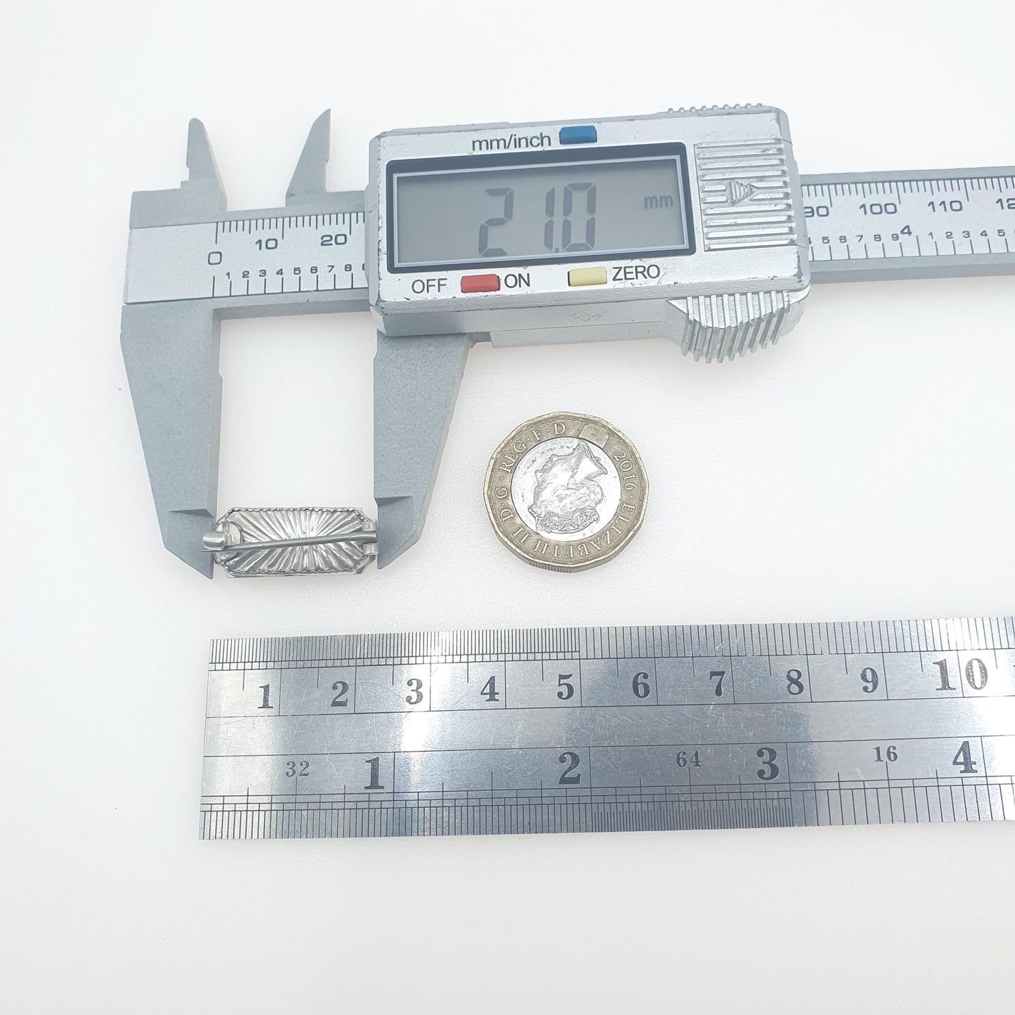 Antique Victorian Solid Silver Bristol Blue Glass Brooch Pin Diamond Paste Vintage Rectangular Womens Jewelry Jewellery