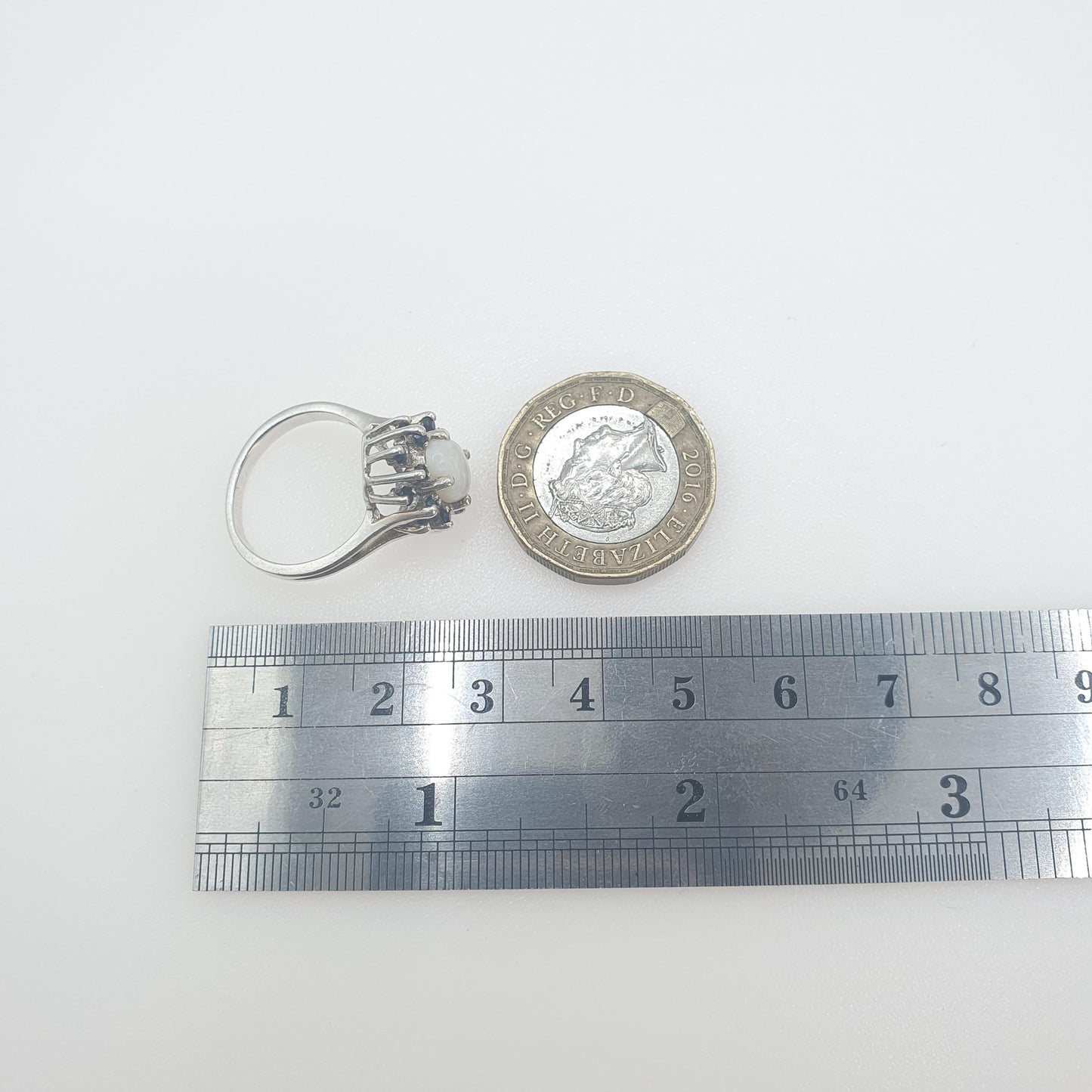 Vintage Sterling Silver Opal Sapphire Ring Cluster Halo Genuine Gemstones Womens Girls Jewelry Mens Jewellery UK K.5 US 5.5