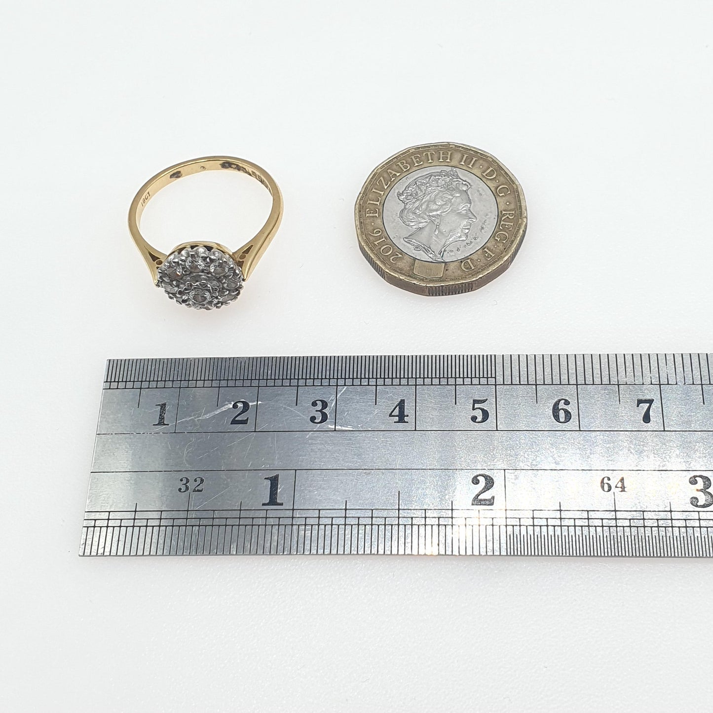 Vintage 18k 18ct Gold Diamond Ring Natural Diamonds Cluster Solid 750 18kt Wedding Womens Engagement Rings