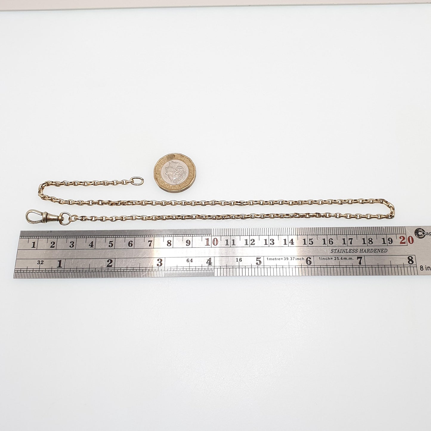 Antique Victorian Pinchbeck Belcher Chain Necklace Dog Clip Guard Cable Link 7.96g 44cm Vintage