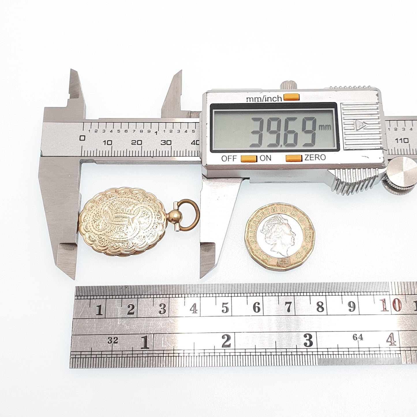 Antique Victorian 9ct Gold Locket 9kt 9k Back and Front Pocket Watch Style Pendant Picture Photo Vintage