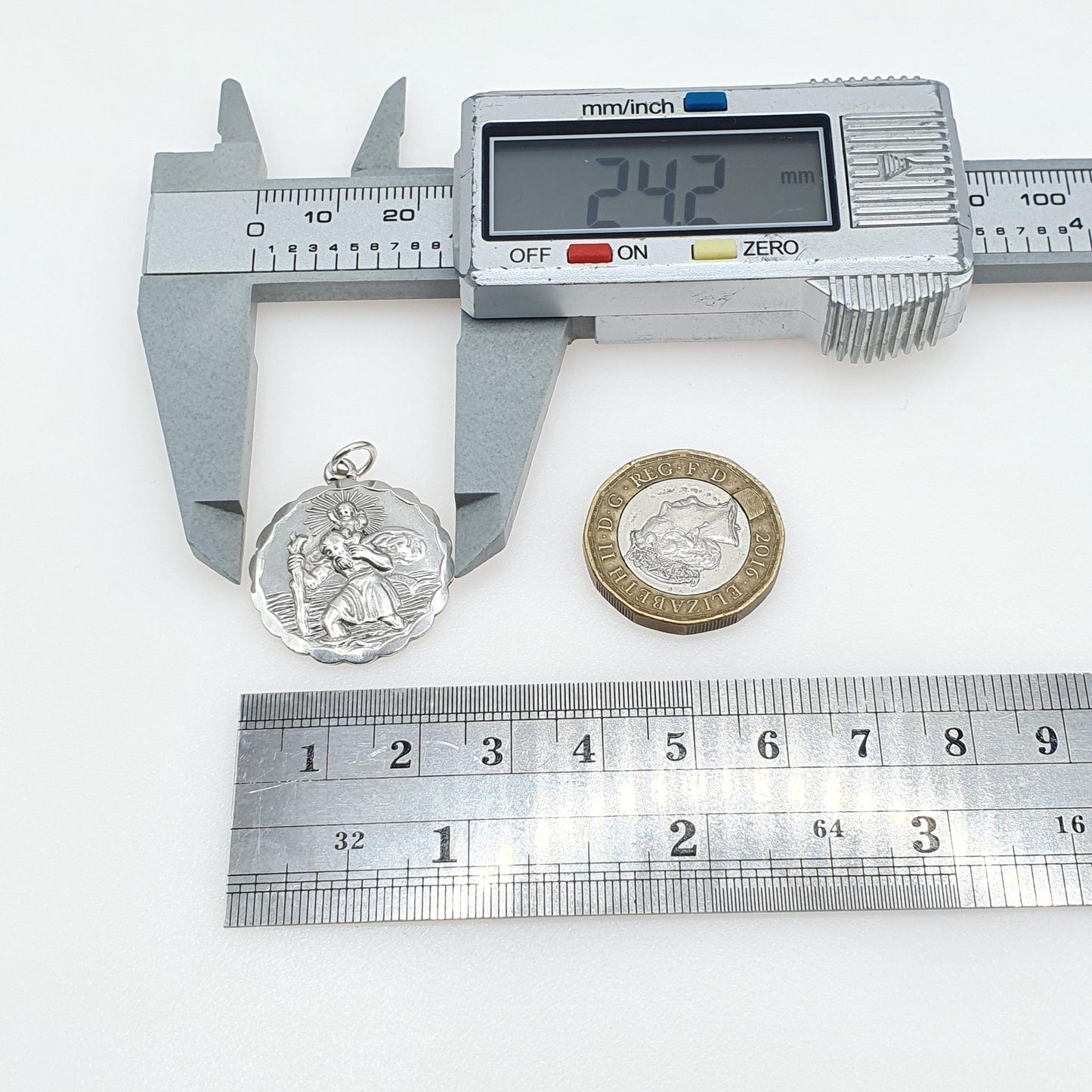 Vintage GEORG JENSEN Sterling Silver St Christopher Pendant Double Sided Plane Car Plane Car Charm Womens Mens Unisex