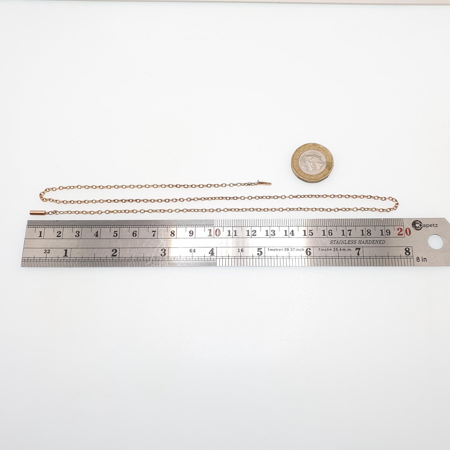 Antique Victorian 9ct Rose Gold Chain Necklace Cable Link Oval Trace Solid 9k 9kt 51cm 20" 5.61g Vintage Womens Mens