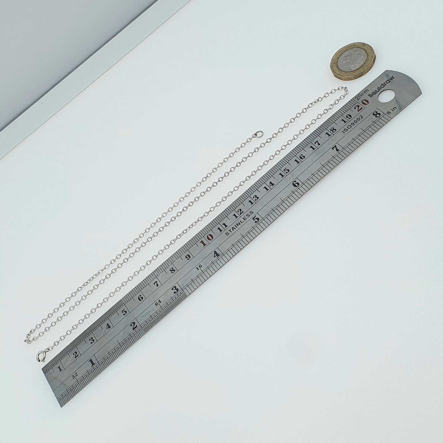 Vintage Sterling Silver Cable Link Chain Necklace Long Trace Links 57cm 22.4" 5.43g Unisex Mens Womens Ladies Retro Jewelry Jewellery
