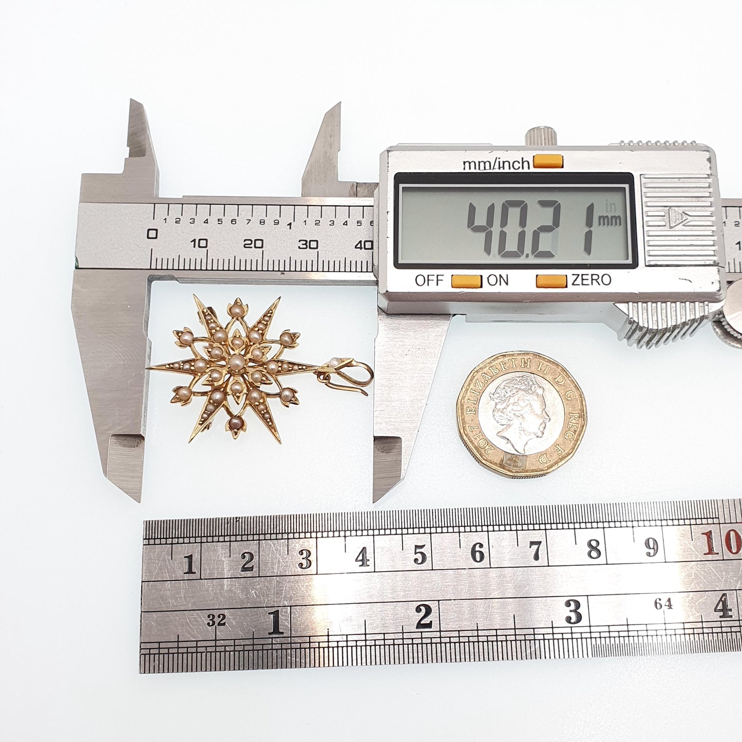 Antique 15ct Gold Star Pendant Seed Pearl Necklace Victorian Brooch Pin Solid 15k 15kt Celestial Vintage Jewellery Jewelry