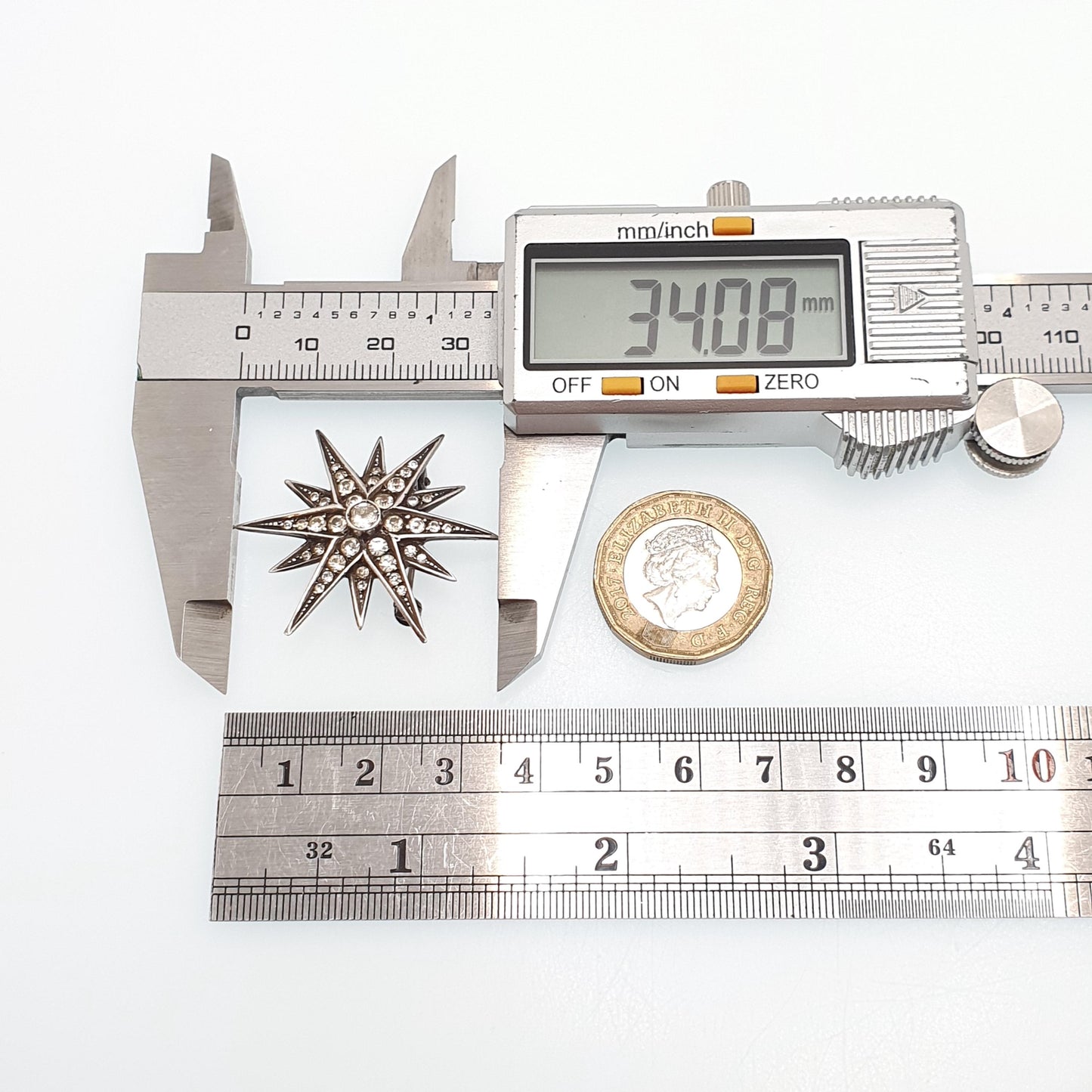 Antique Solid Silver Diamond Paste Star Brooch Victorian Sparkly Pin Celestial Starry Night Fine Jewelry Jewellery Vintage
